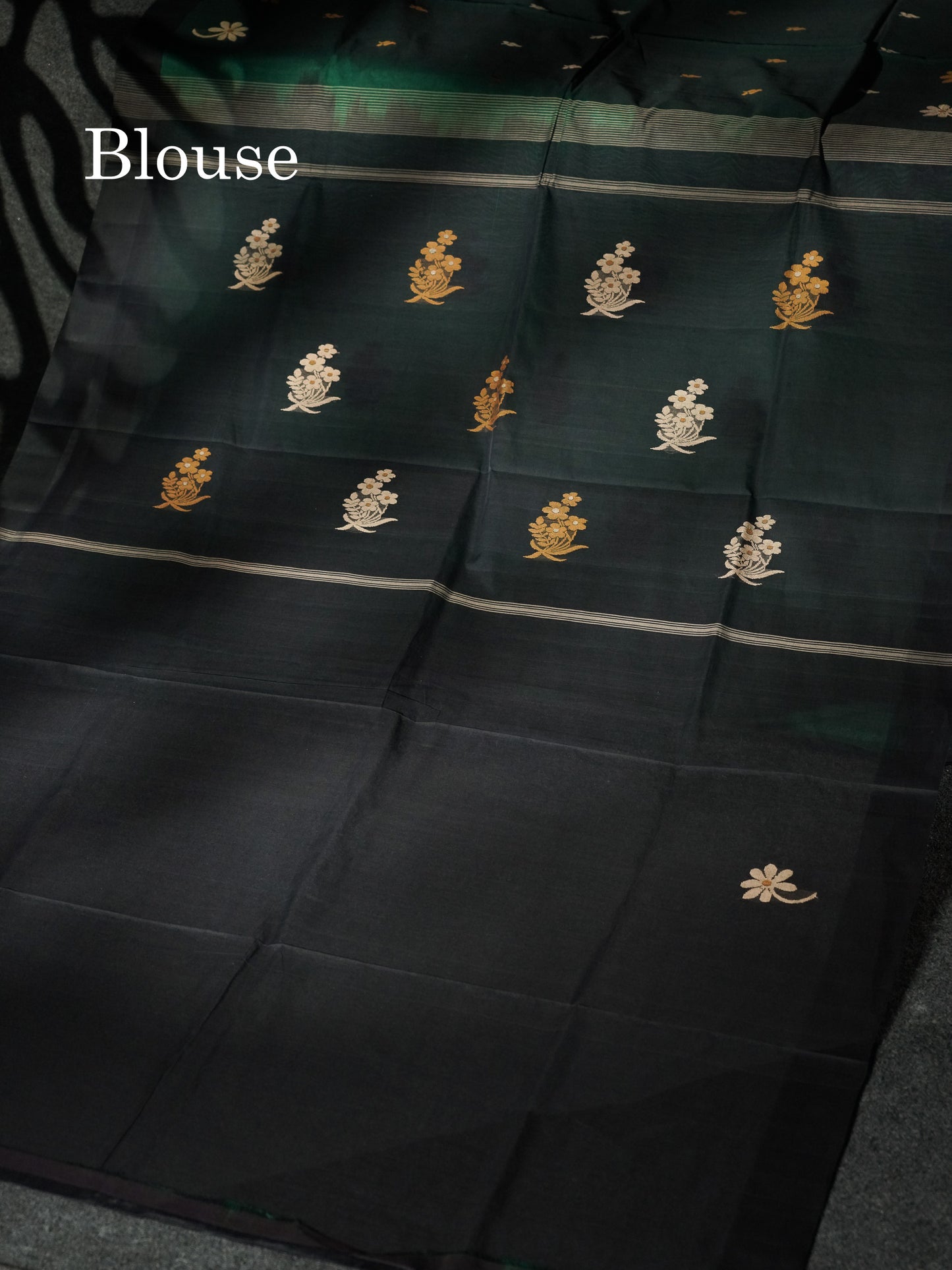 Beautiful Dark Maroon Thread Work Butta Handloom Pure Cotton Saree With Contrast Blueish Grey Blouse