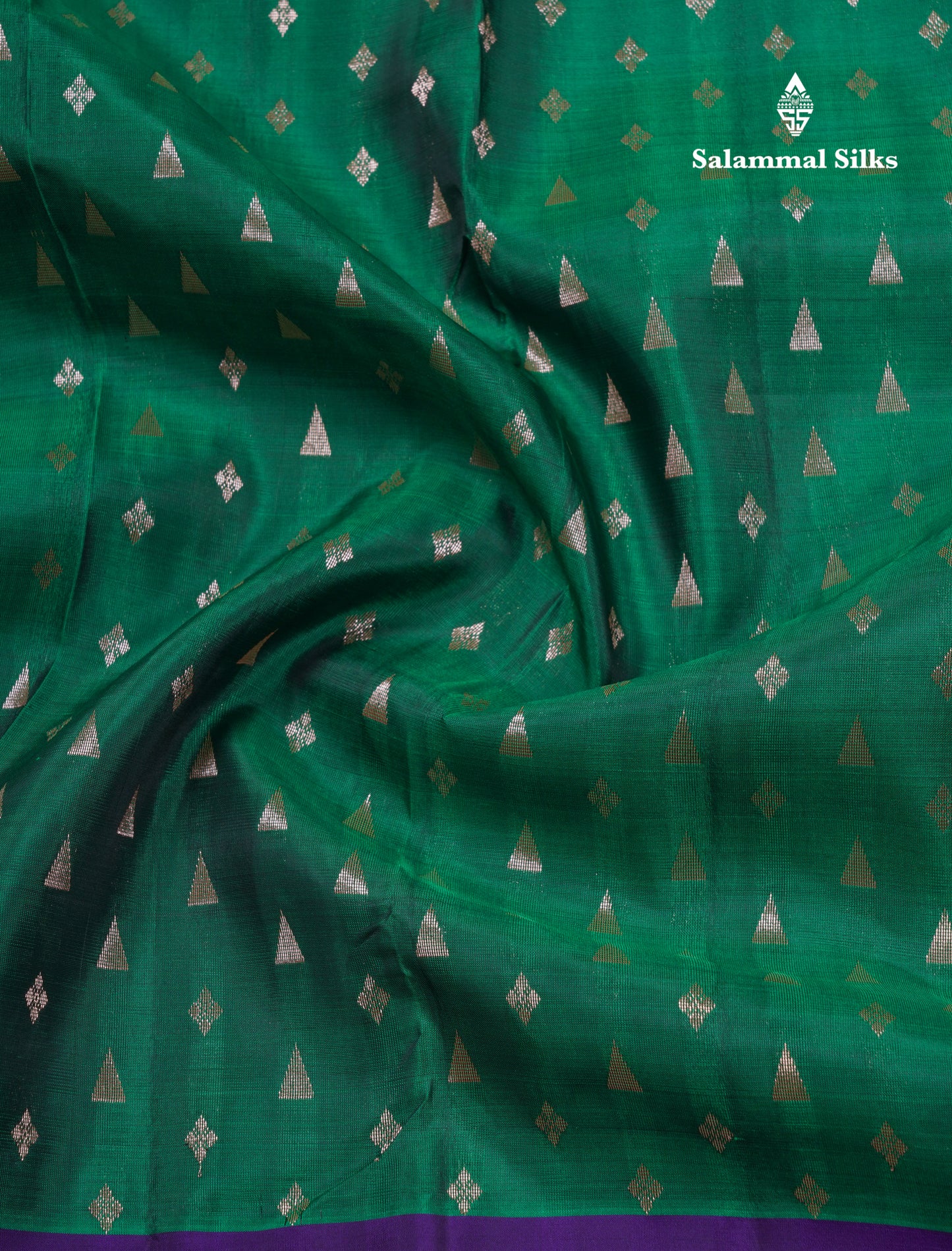 Green Shade Pure Silk Mix Saree With Contrast Violet Border