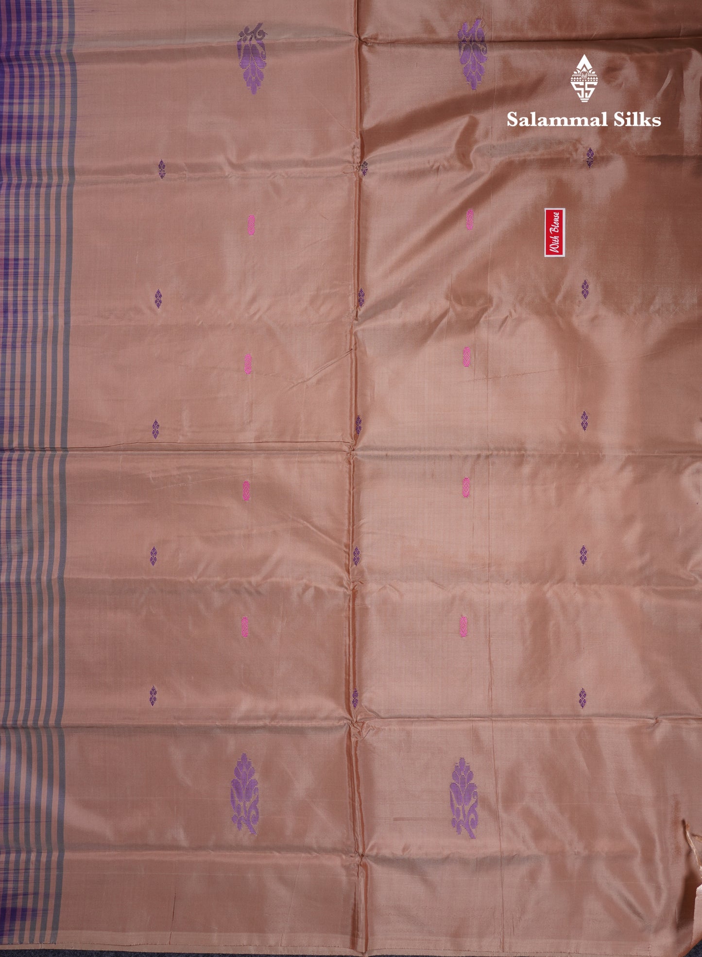 Violet Banana Pinth Saree (Vaazhainaar Pattu) With Contrast Light Chocolate Blouse