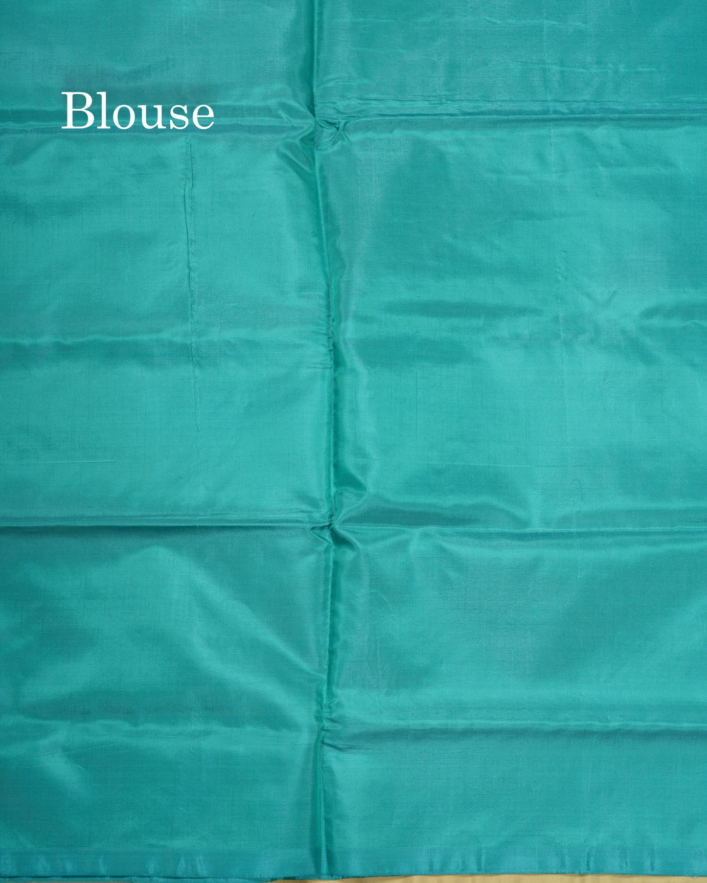 Beige Banana Pinth Saree (Vaazhainaar Pattu) With Contrast Sapphire Green Blouse