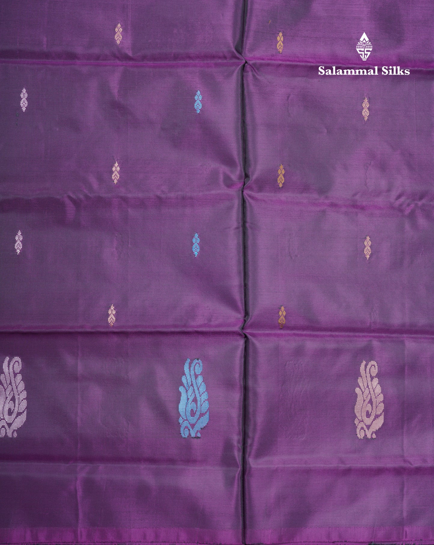 Dual Tone Purple Banana Pinth Saree (Vaazhainaar Pattu) With Contrast Pastel Blue Blouse