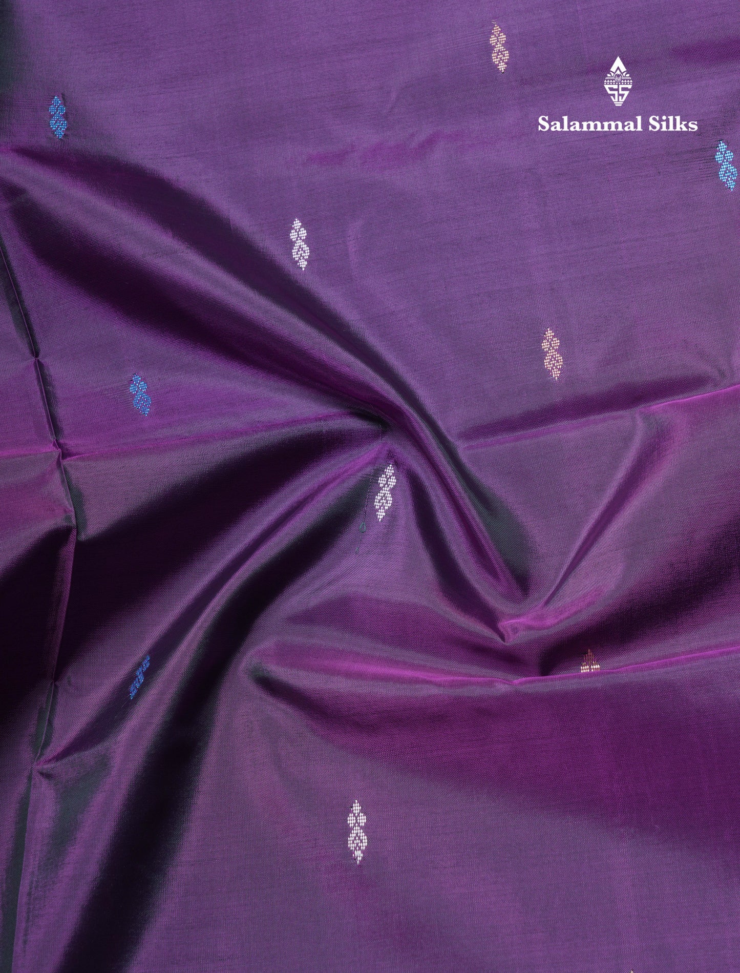 Dual Tone Purple Banana Pinth Saree (Vaazhainaar Pattu) With Contrast Pastel Blue Blouse