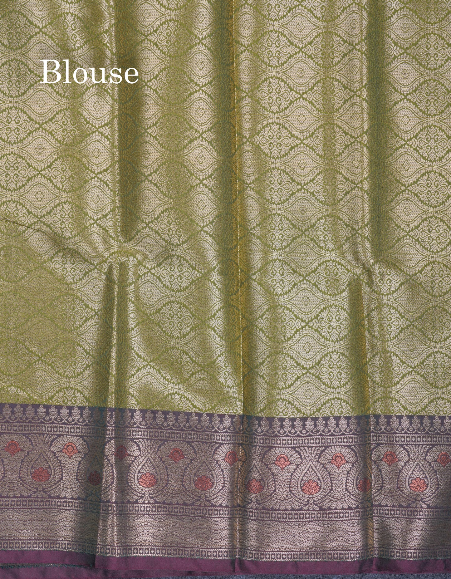 Dual Tone Army Green Fancy Semi Soft Silk Saree With Dark Violet Menakari Border