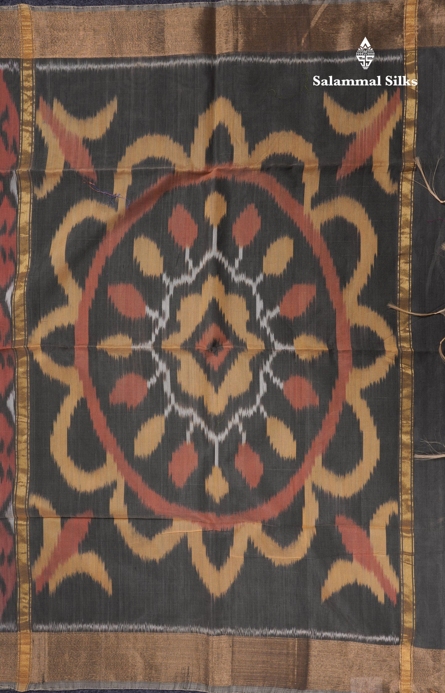Premium Chocolate Colour Pochampalli SICO Cotton Saree With Gold Zari Border