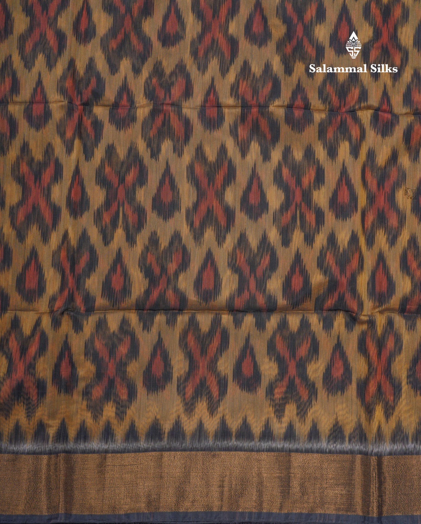 Premium Sandal Colour Pochampalli SICO Cotton Saree With Gold Zari Border