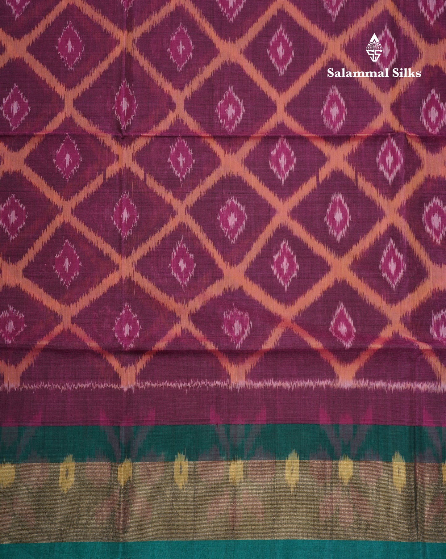 Premium Magenta Colour Pochampalli SICO Cotton Saree With Contrast Bottle Green Border