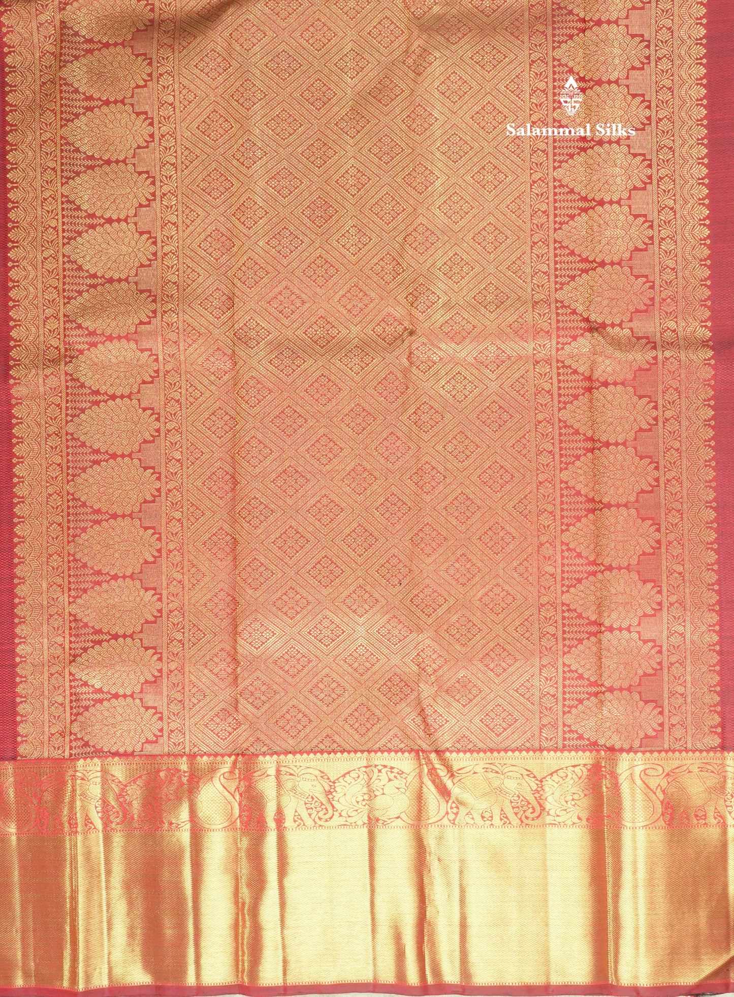 Dark Maroon Pure Kanjivaram Traditional Silk Saree Pure zari (3Gram) with Long Gold Zari Border
