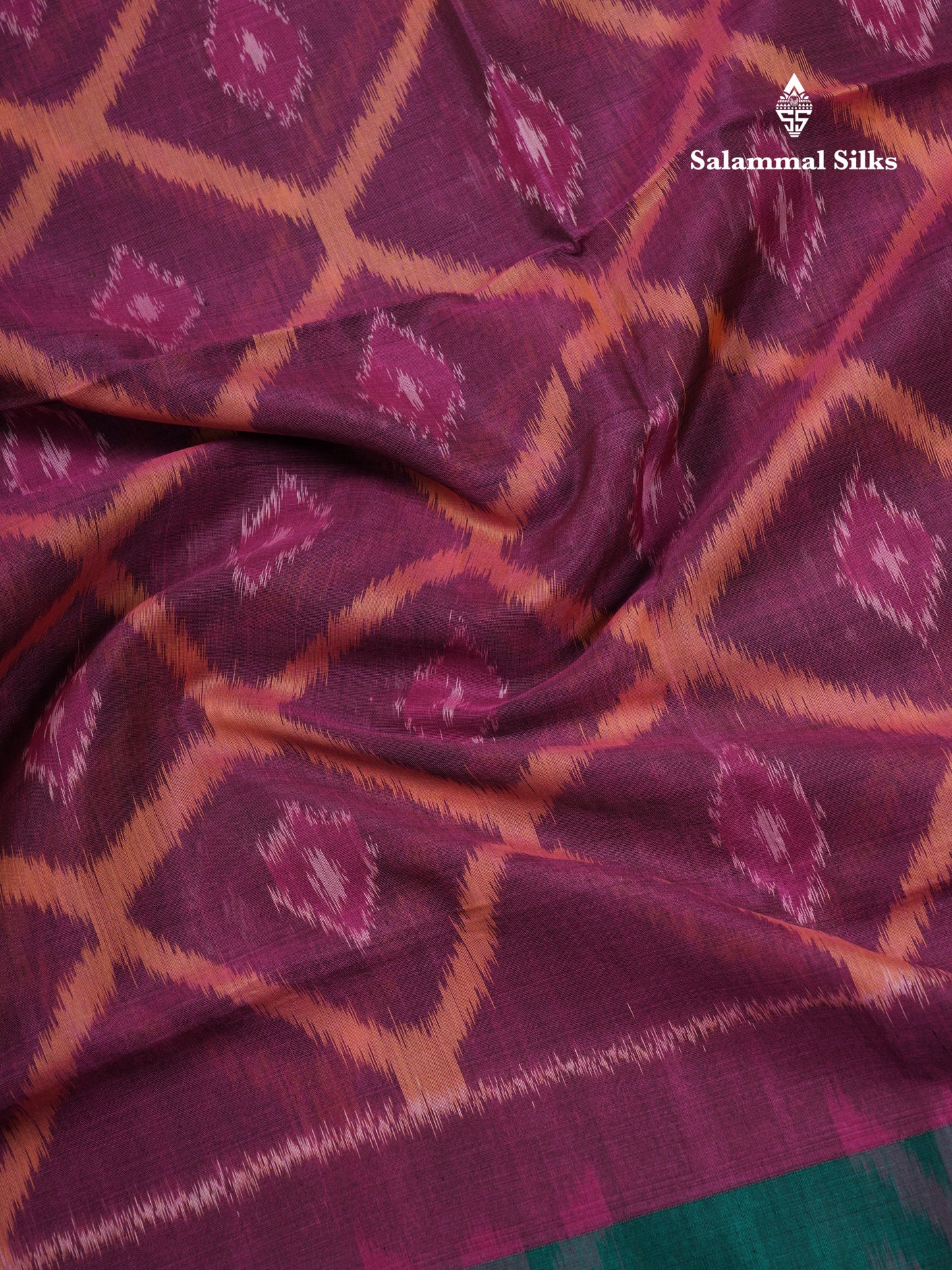 Premium Magenta Colour Pochampalli SICO Cotton Saree With Contrast Bottle Green Border