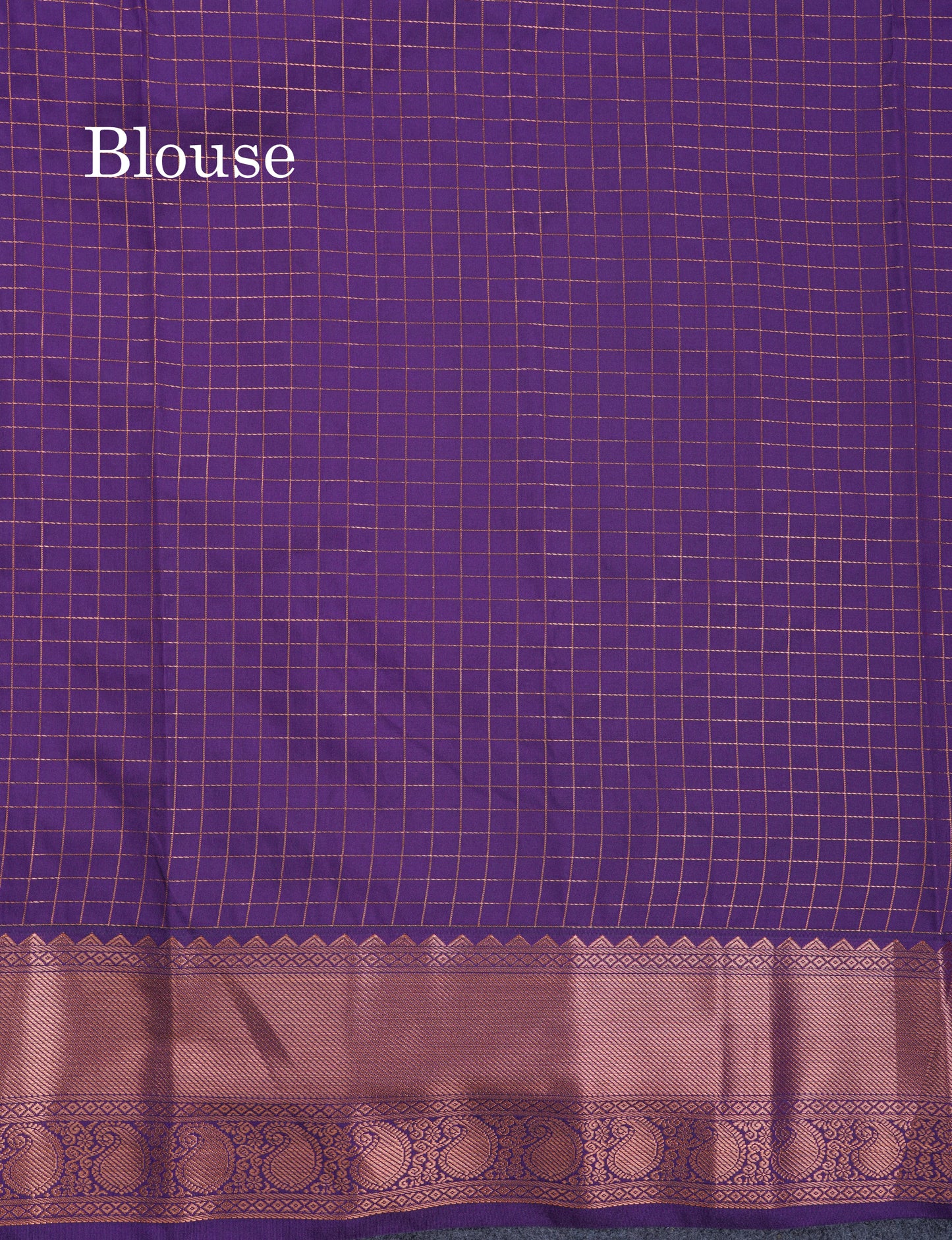 Baby Pink Small Checks Semi Silk Saree With Contrast Violet Traditional Border