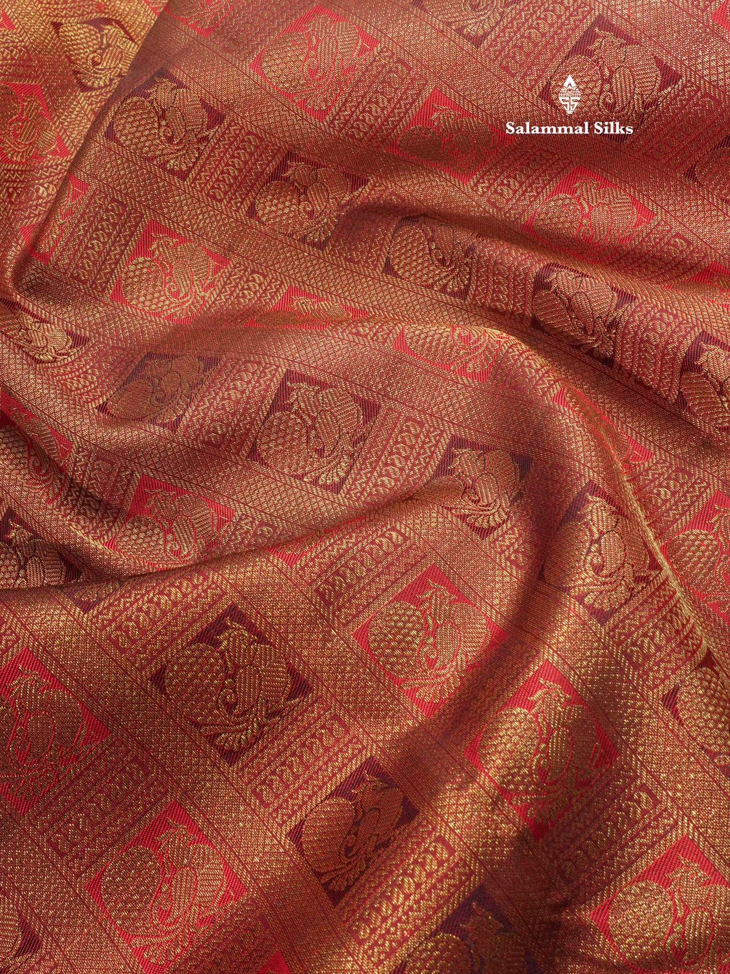 Dark Maroon Pure Kanjivaram Traditional Silk Saree Pure zari (3Gram) with Long Gold Zari Border