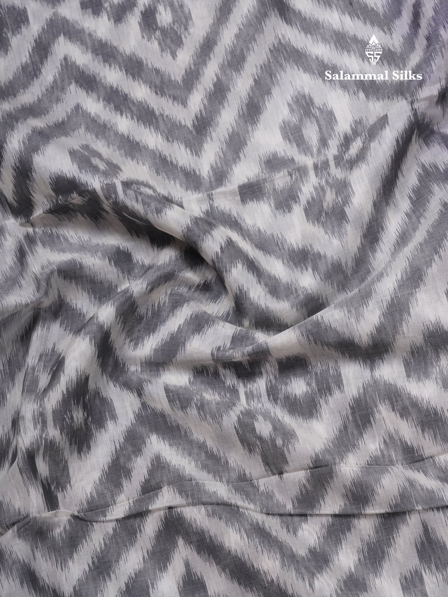 Premium White Pochampalli SICO Cotton Saree With Contrast Violet Border