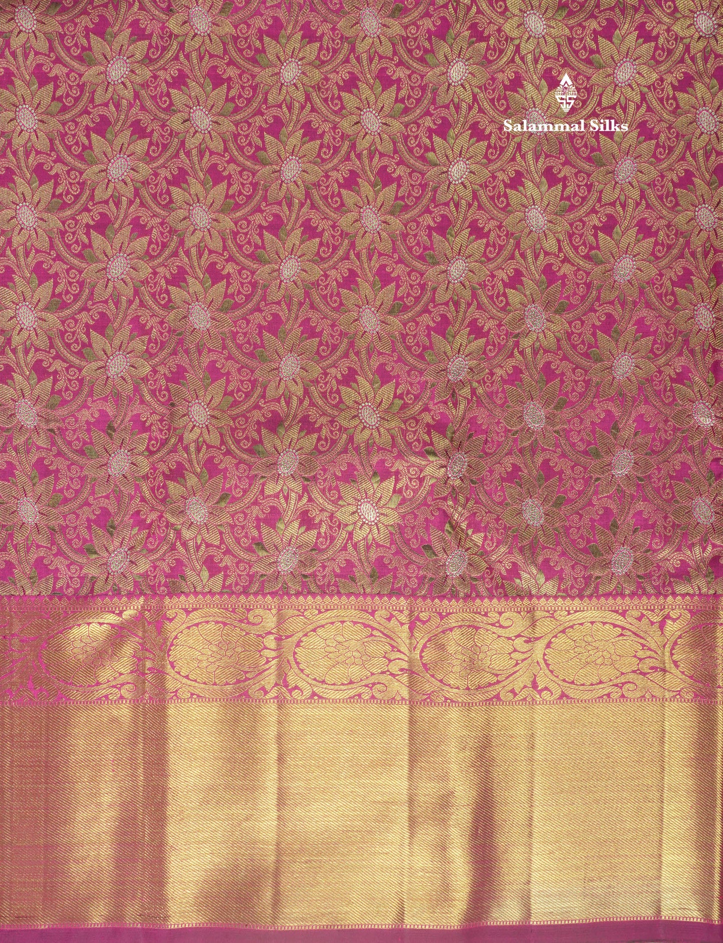 Beautiful Magenta Pure Kanjivaram Silk Saree 3G Zari with Gold Zari Border