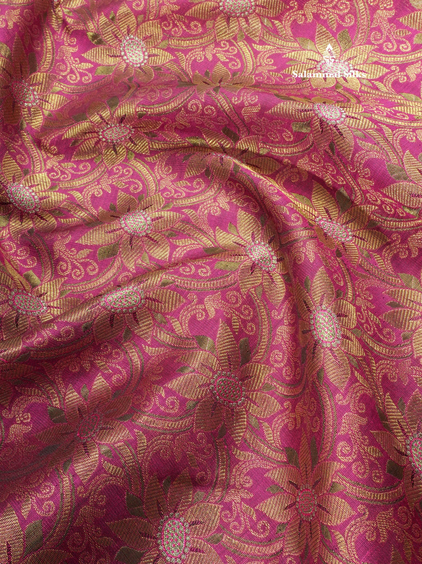 Beautiful Magenta Pure Kanjivaram Silk Saree 3G Zari with Gold Zari Border