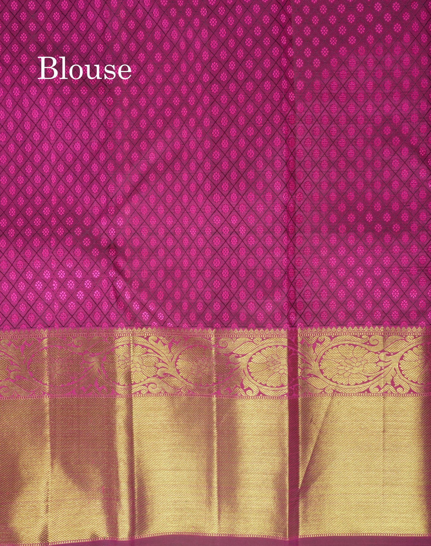 Beautiful Magenta Pure Kanjivaram Silk Saree 3G Zari with Gold Zari Border
