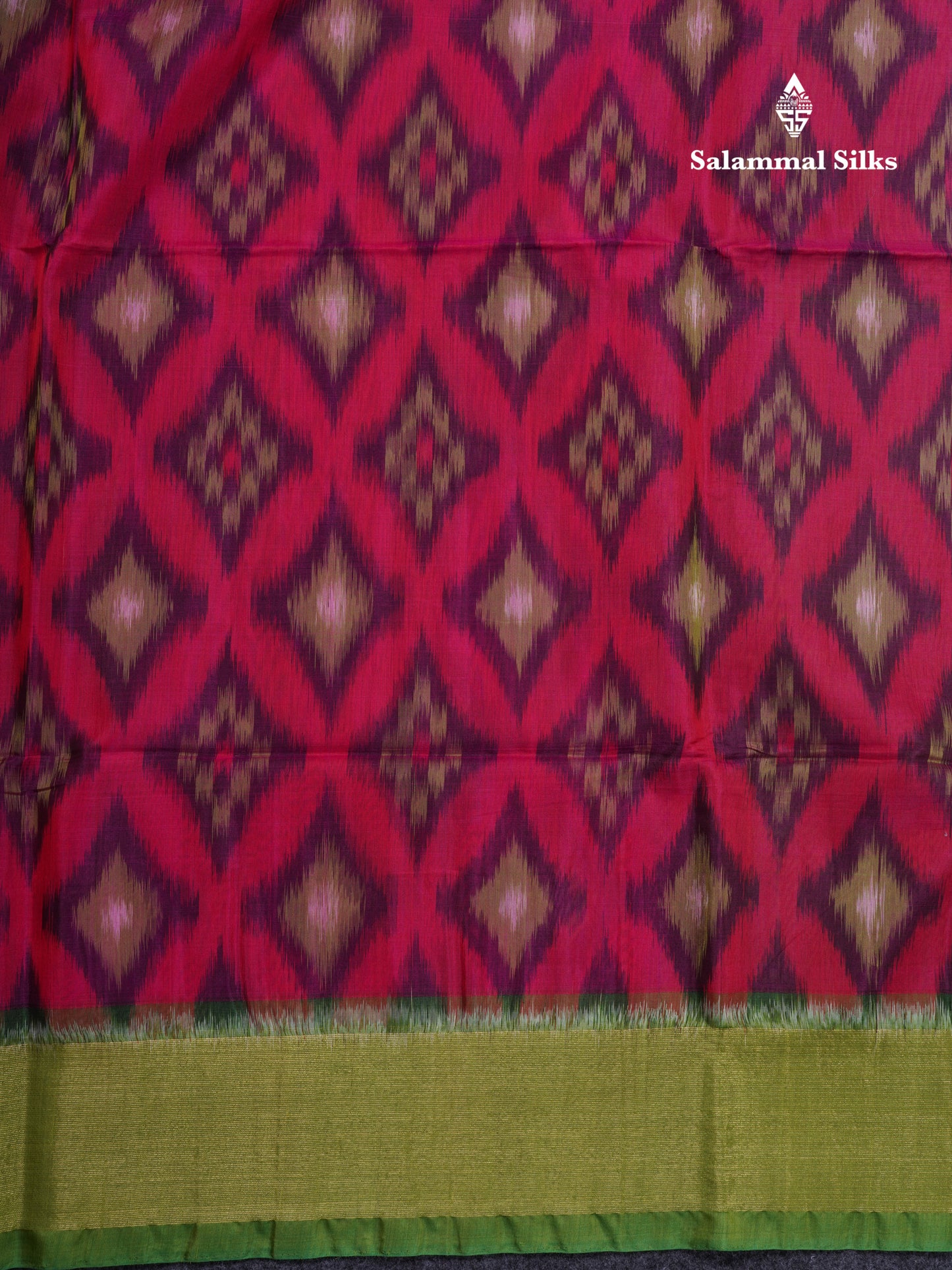 Premium Pink Colour Pochampalli SICO Cotton Saree With Contrast Tissue Parrot Green Border