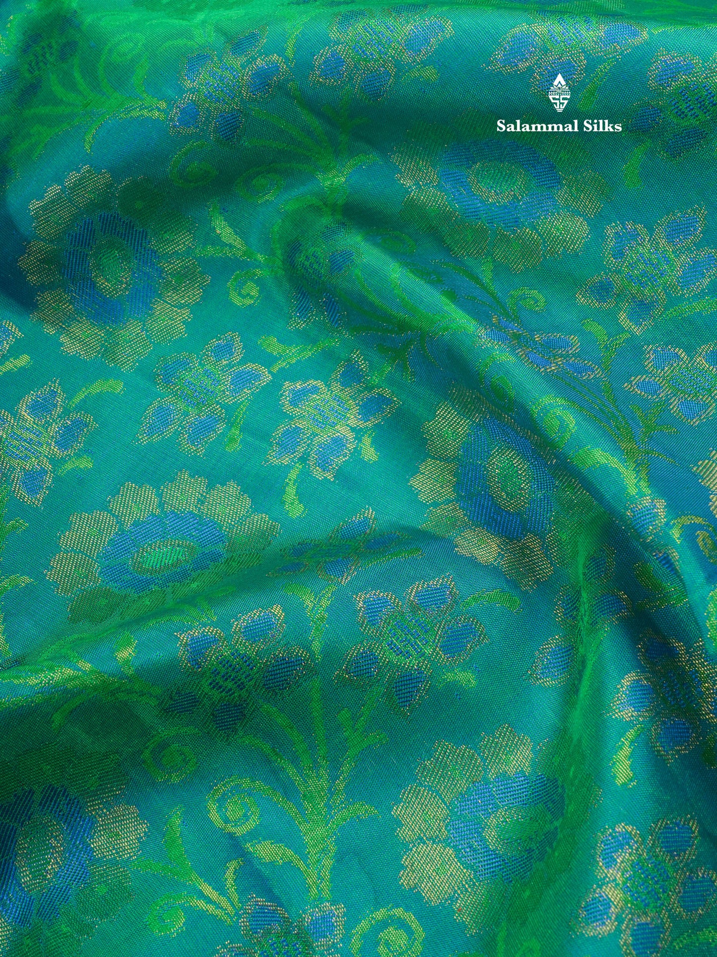 Peacock Green Pure Kanjivaram Silk Saree Pure Zari (3G) with Traditional Gold Zari Border