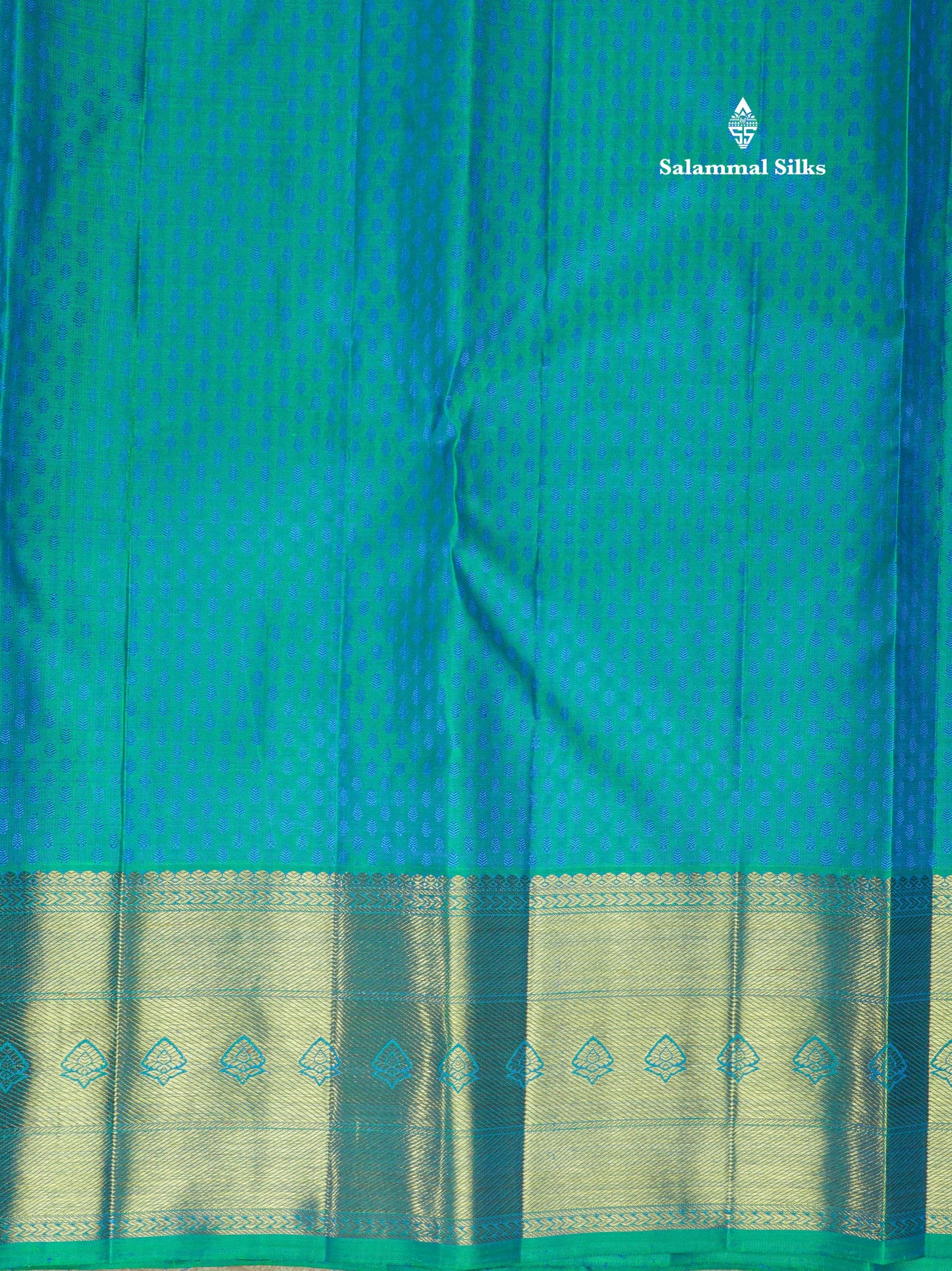 Peacock Green Pure Kanjivaram Silk Saree Pure Zari (3G) with Traditional Gold Zari Border