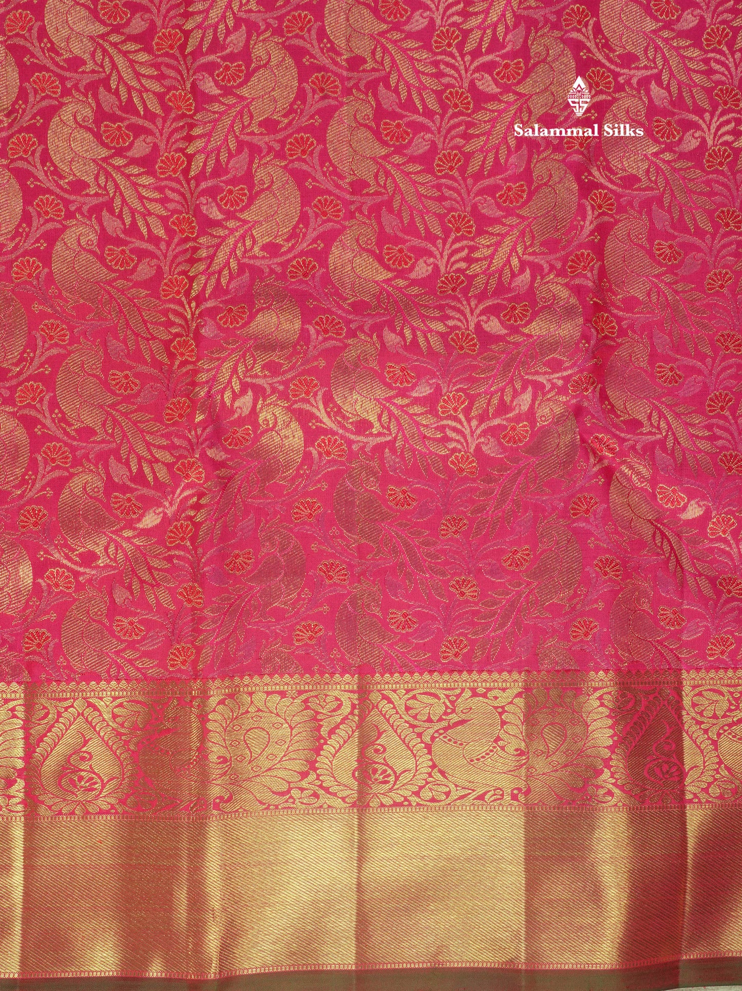 Pink Shade Pure Kanjivaram Silk Saree 3G Zari with Traditional Gold Zari Border