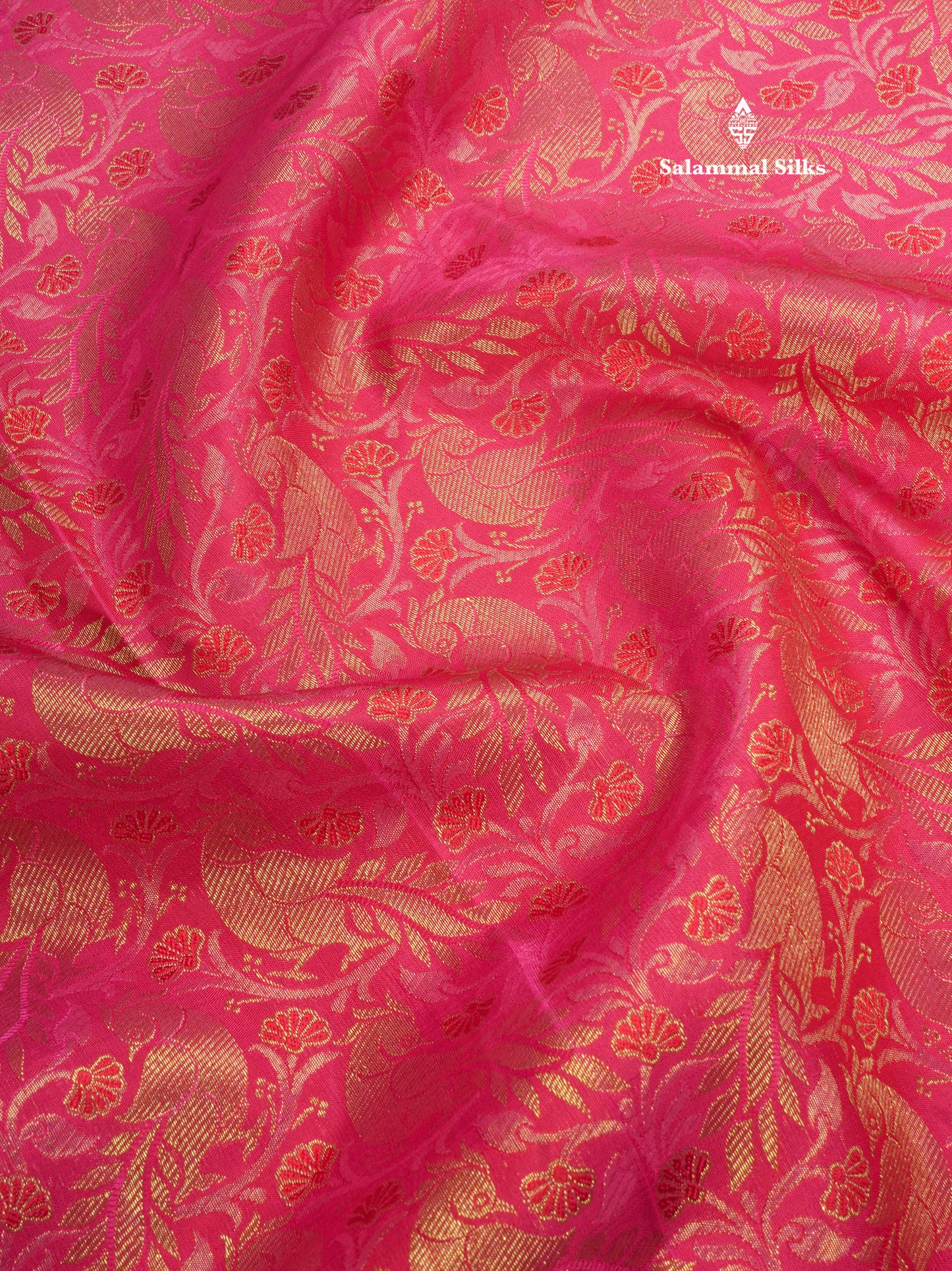 Pink Shade Pure Kanjivaram Silk Saree 3G Zari with Traditional Gold Zari Border