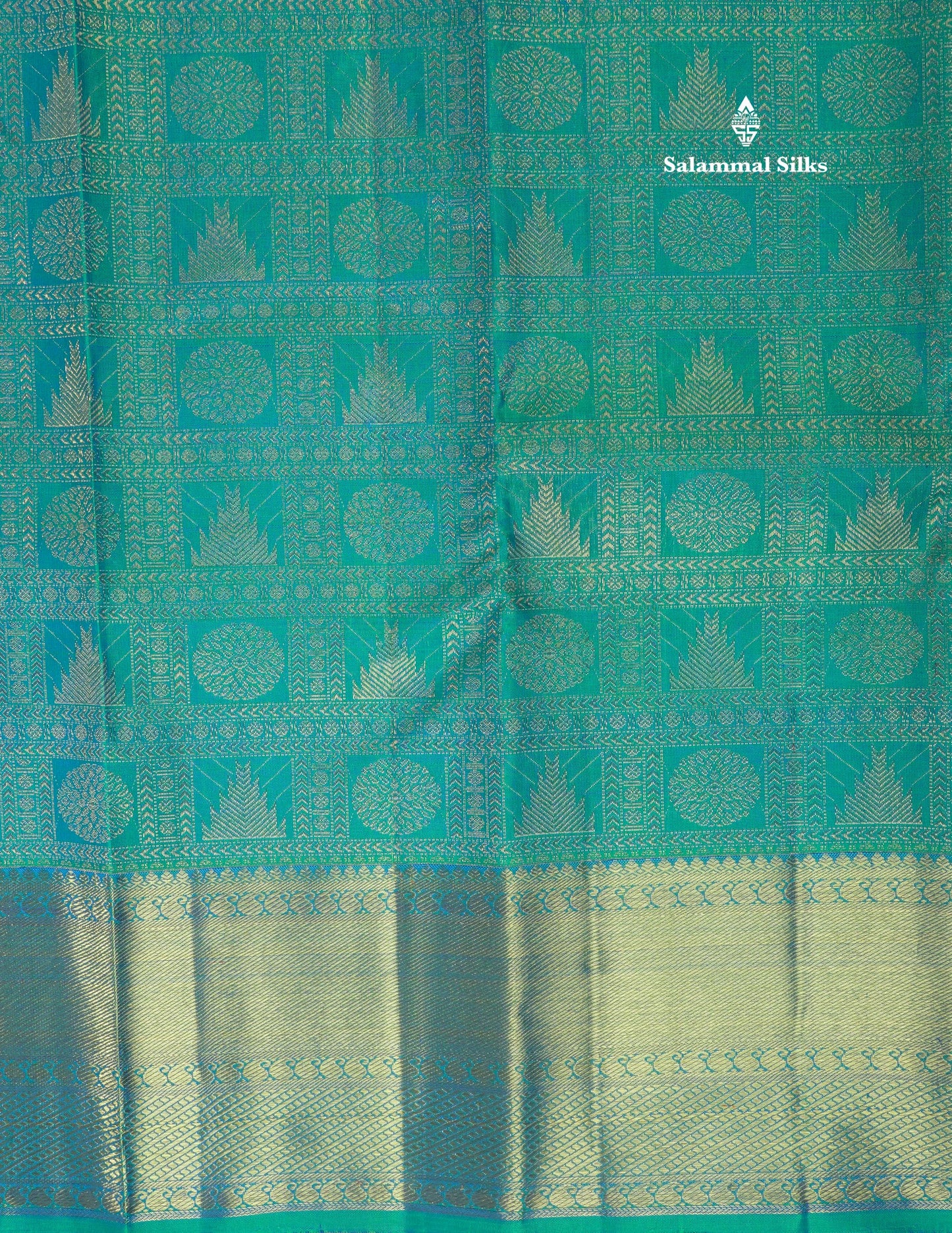 Dual Tone Peacock Blue Pure Kanjivaram Silk Saree Pure Zari (3G) with Traditional Gold Zari Border