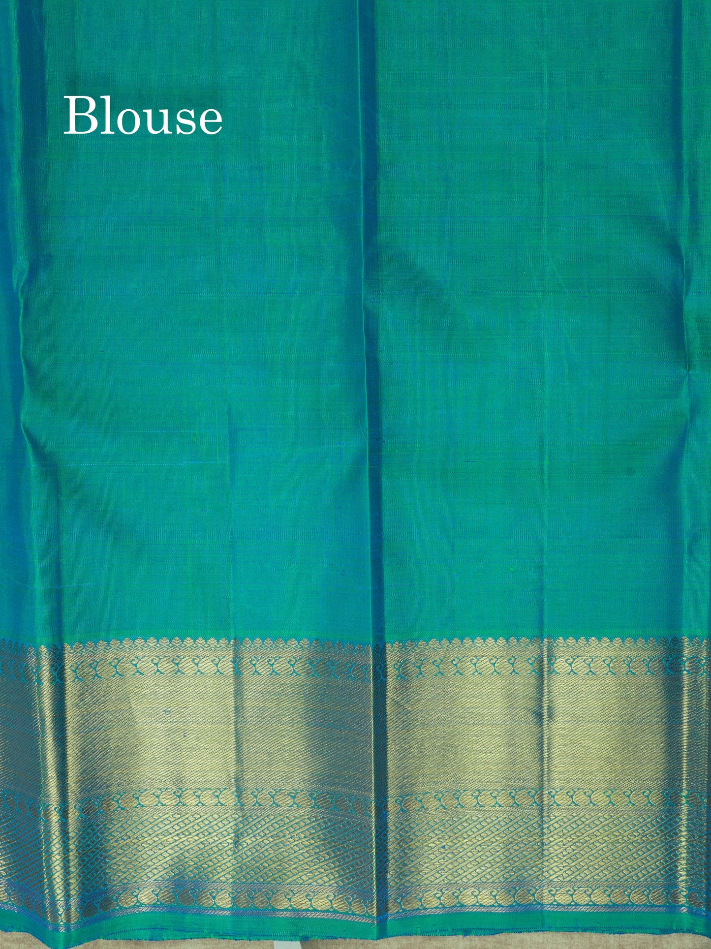 Dual Tone Peacock Blue Pure Kanjivaram Silk Saree Pure Zari (3G) with Traditional Gold Zari Border
