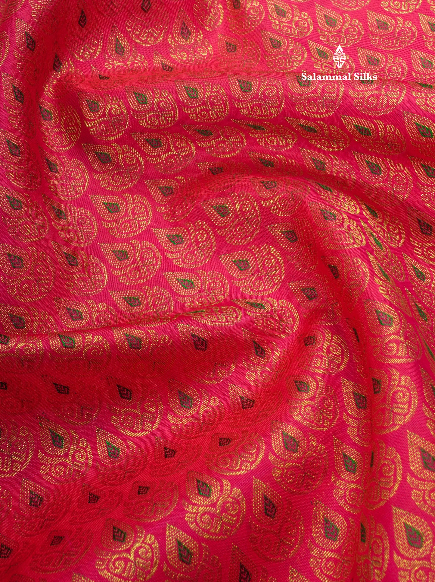 Pure zari (3G) Pinkish Red Meenakari Work Pure Kanjivaram Silk Saree with Traditional Gold Zari Border