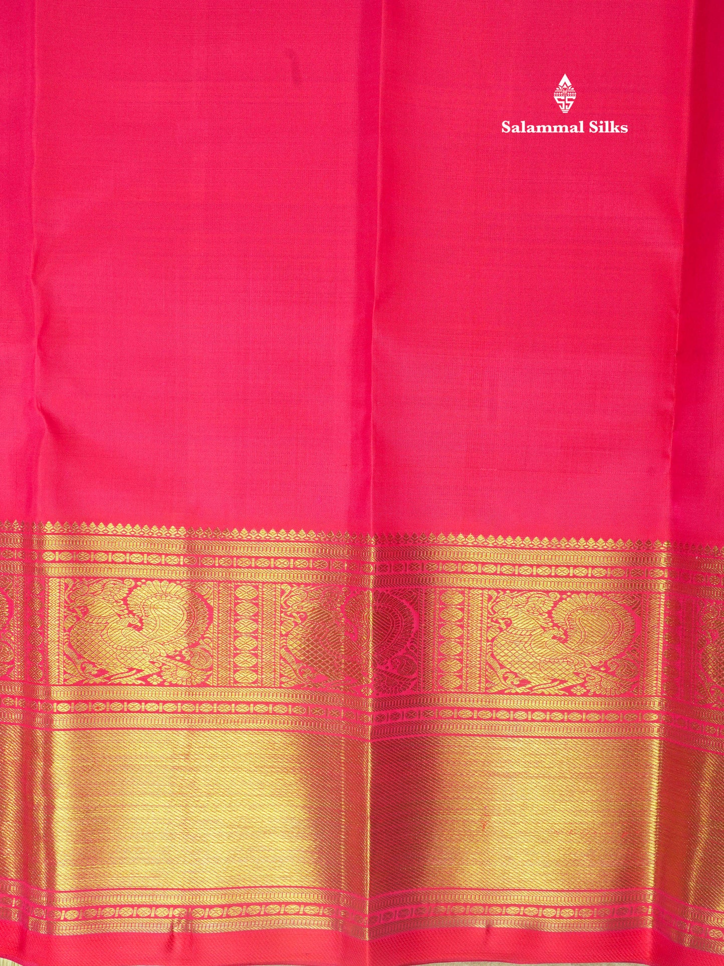 Pure zari (3G) Pinkish Red Meenakari Work Pure Kanjivaram Silk Saree with Traditional Gold Zari Border