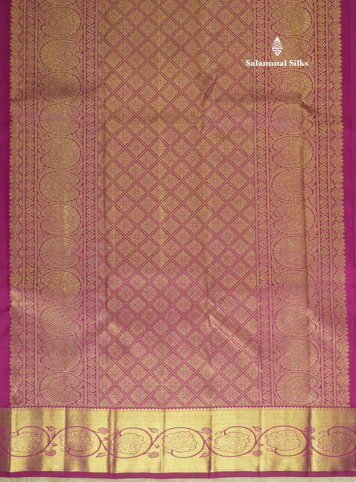 Pure Zari Bridal Purple Pure Kanjivaram Silk Saree With Medium Gold Zari Border