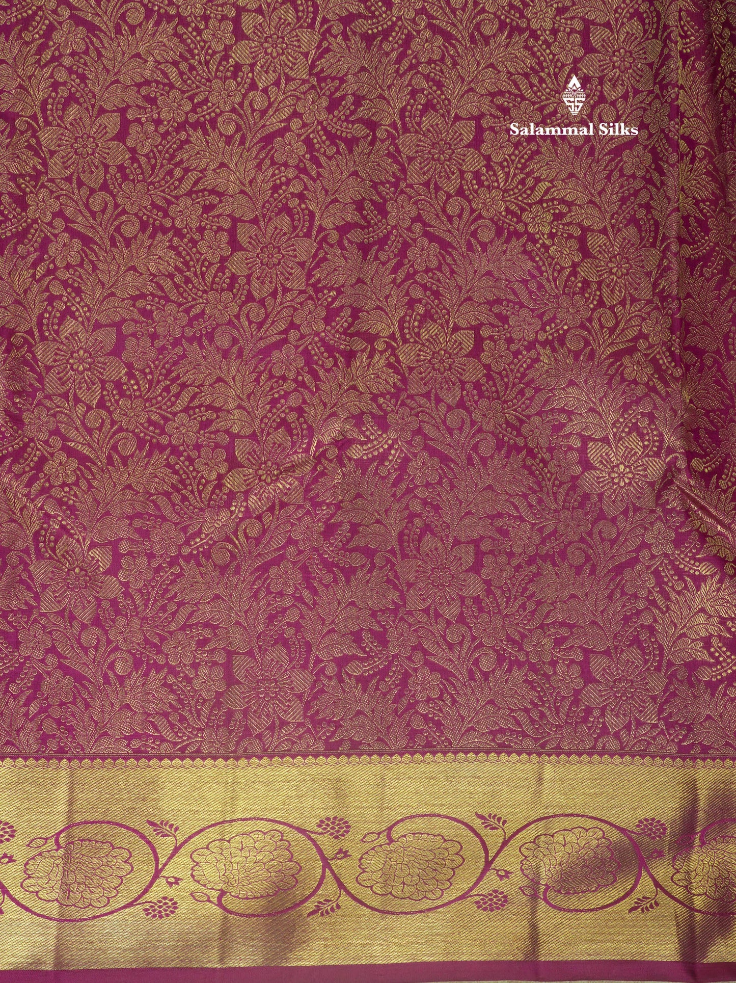 Pure Zari Bridal Purple Pure Kanjivaram Silk Saree With Medium Gold Zari Border