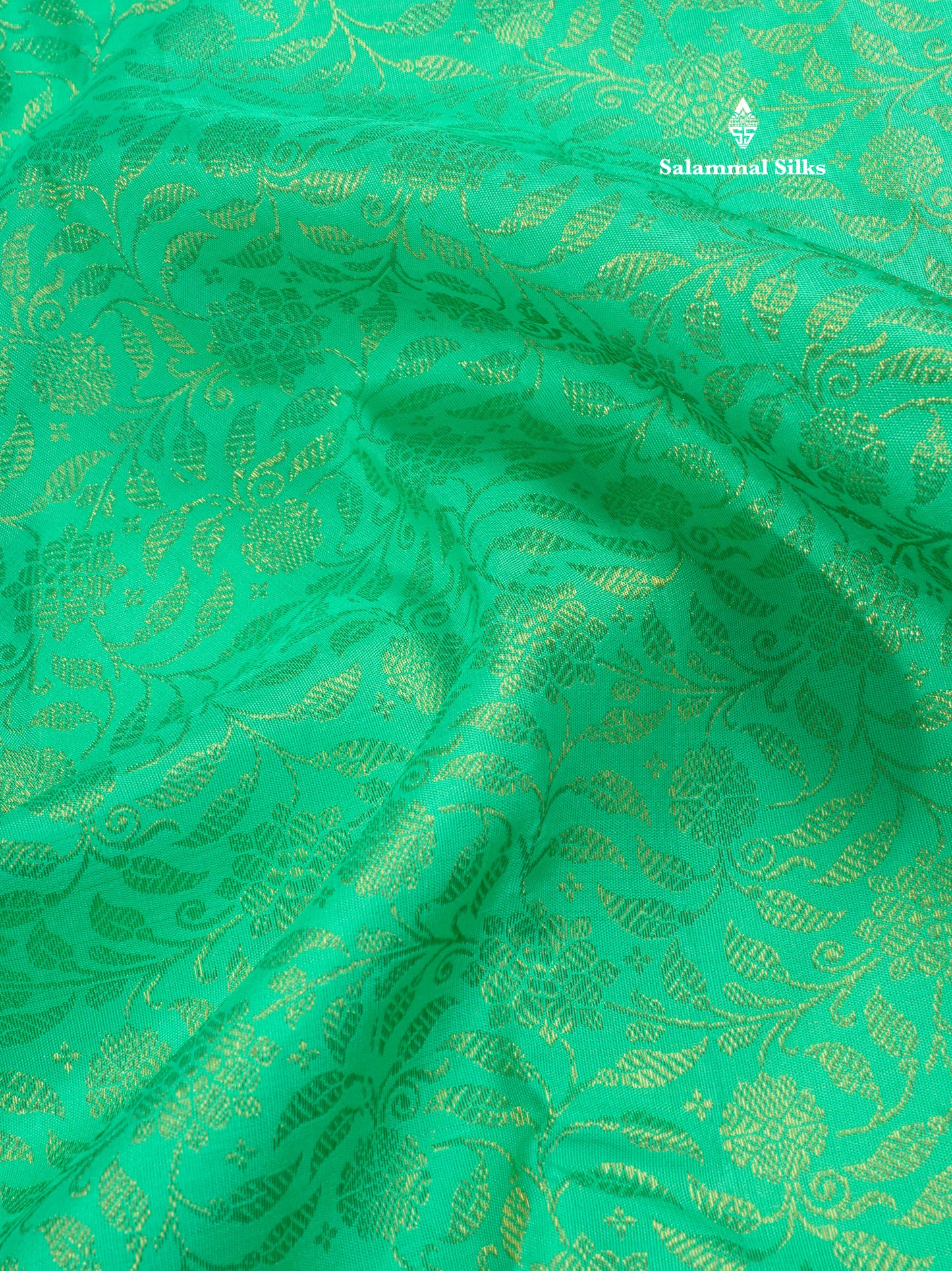 Korvai Sea Green Pure Kanjivaram Silk Saree 3G Zari with Contrast Violet Long Border
