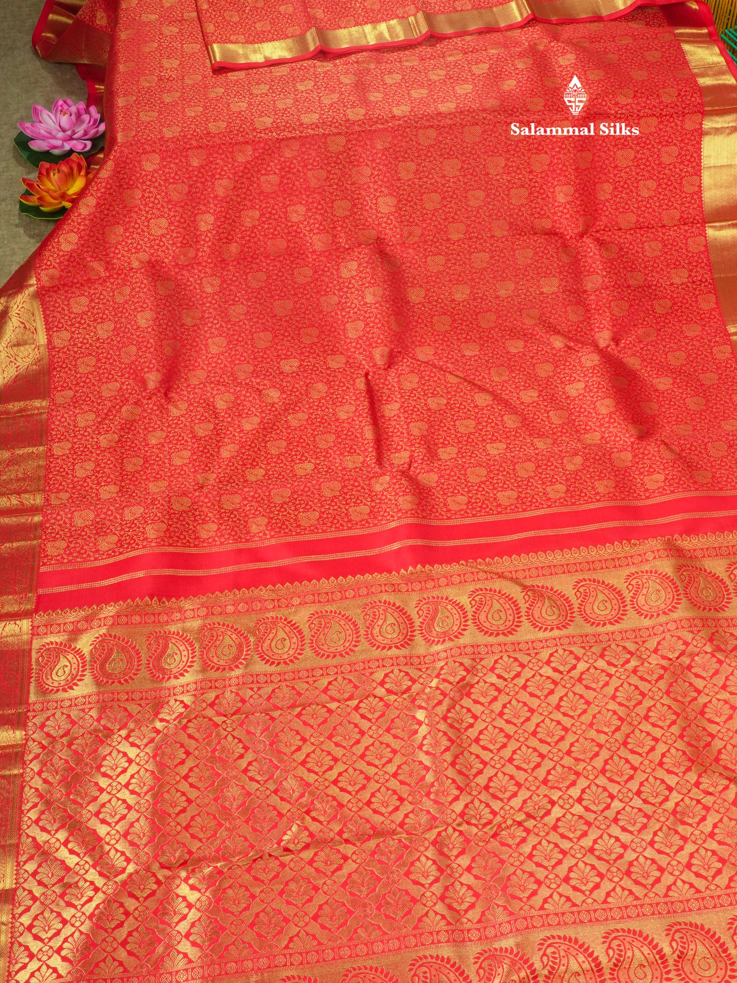 Pure Zari Bridal Red Pure Kanjivaram Silk Saree With Gold Zari Border