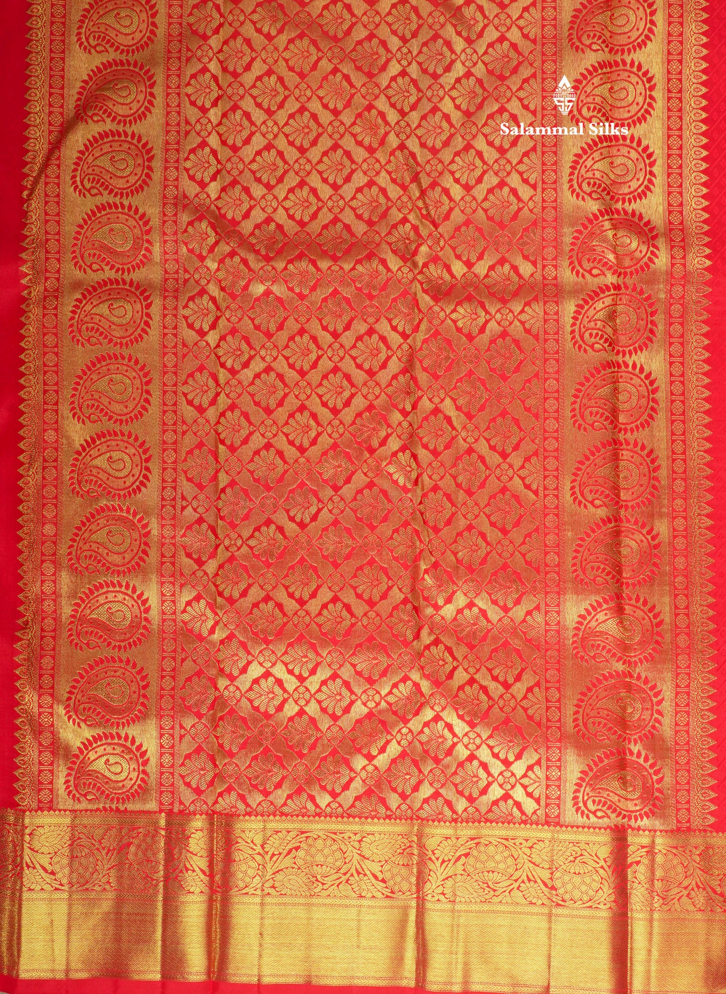 Pure Zari Bridal Red Pure Kanjivaram Silk Saree With Gold Zari Border