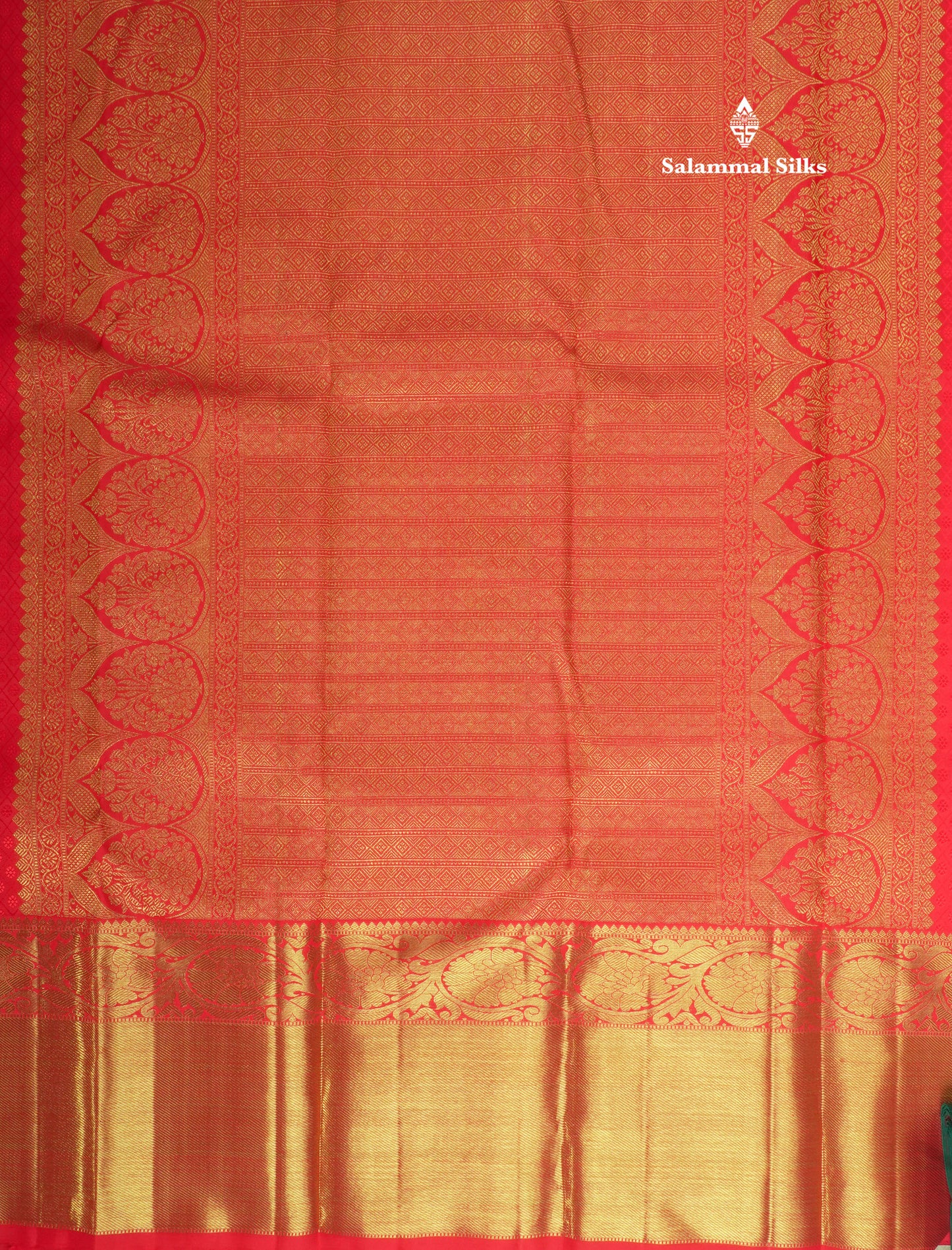 Beautiful Meenakari Work Chilly Red Pure Kanjivaram Silk Saree 3G Zari with Gold Zari Long Border