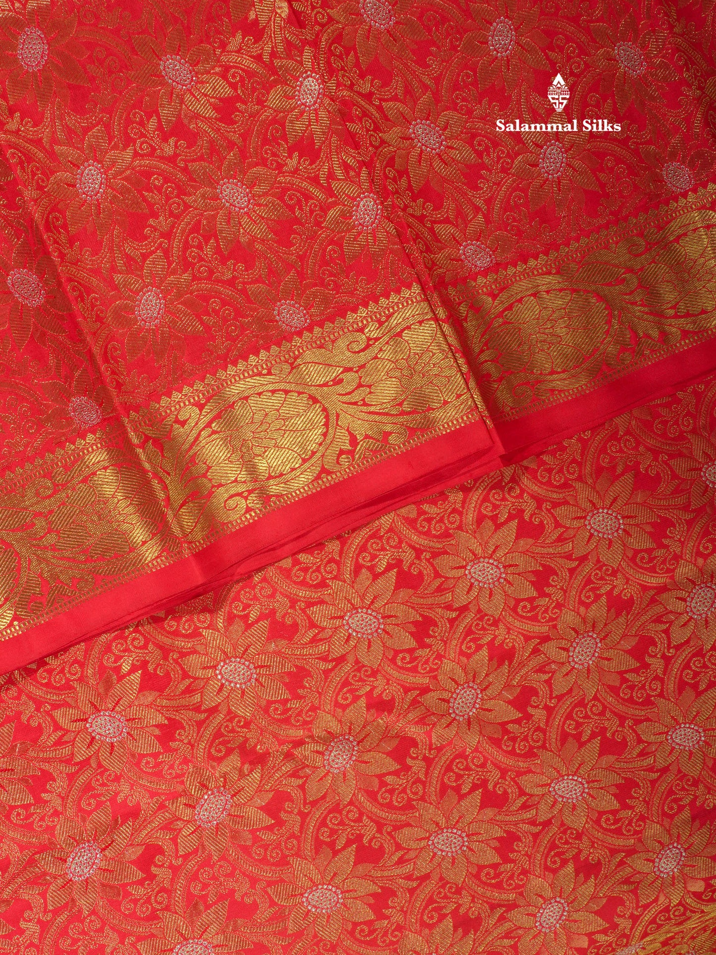 Beautiful Meenakari Work Chilly Red Pure Kanjivaram Silk Saree 3G Zari with Gold Zari Long Border