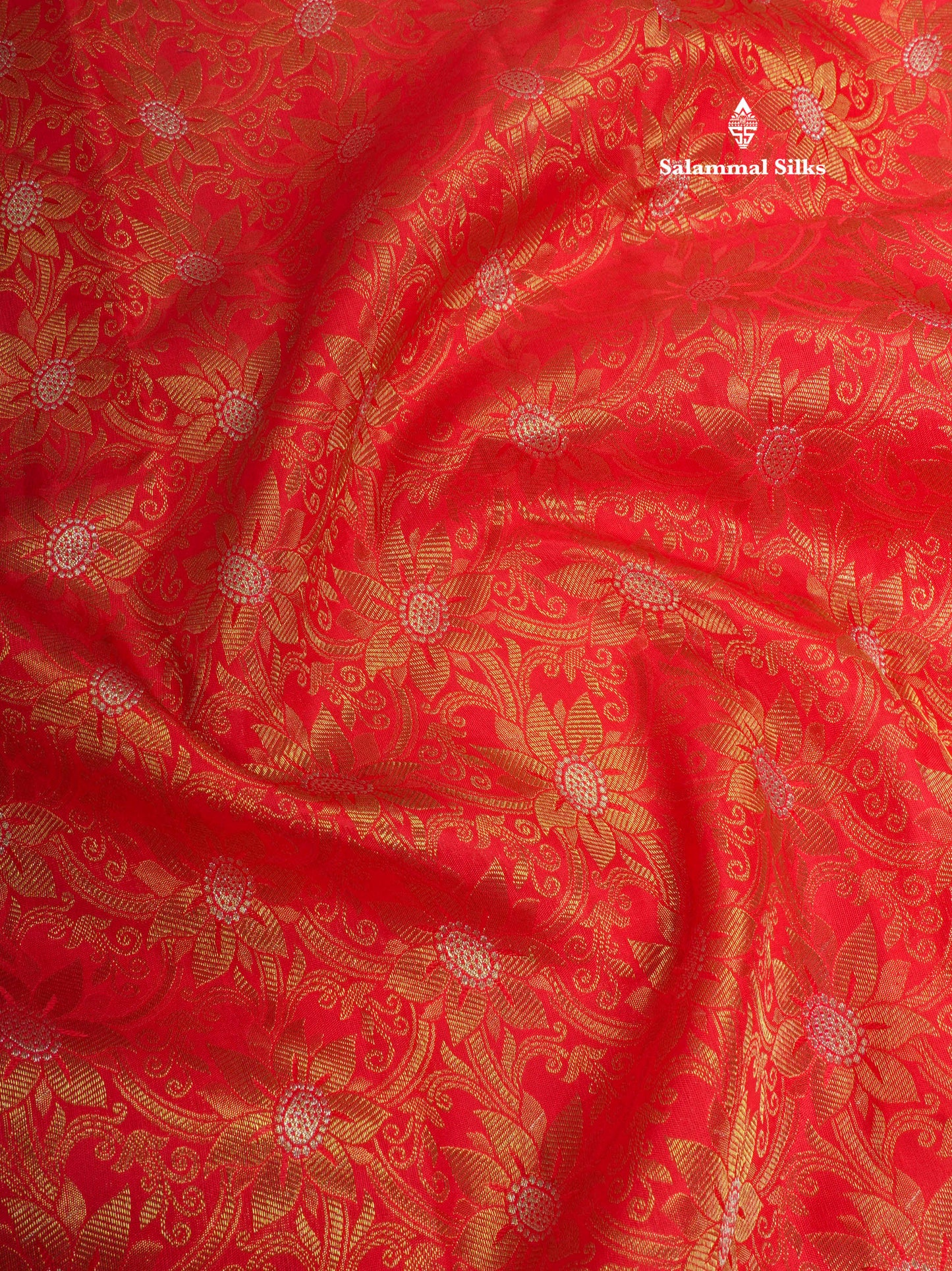 Beautiful Meenakari Work Chilly Red Pure Kanjivaram Silk Saree 3G Zari with Gold Zari Long Border