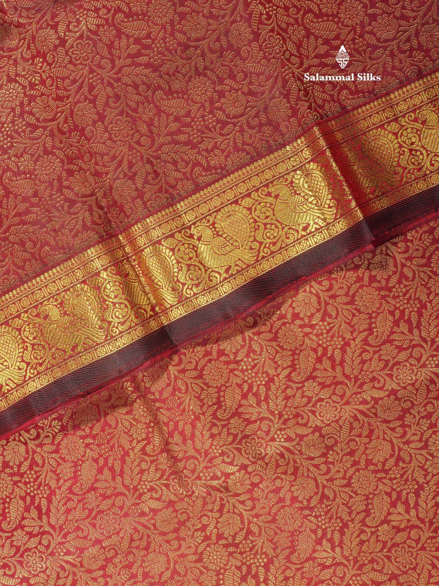 Dark Maroon Pure Kanjivaram Silk Saree 3G Zari with Traditional Gold Zari Border