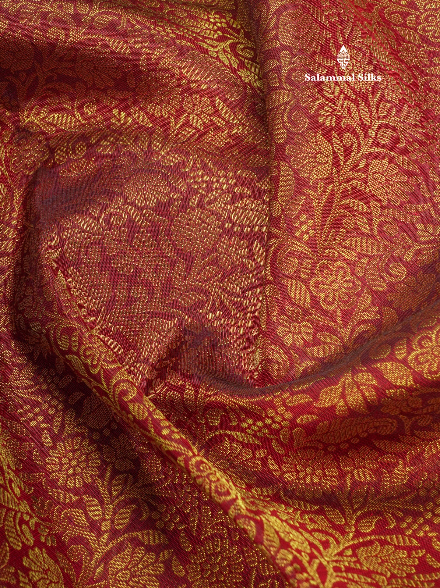Dark Maroon Pure Kanjivaram Silk Saree 3G Zari with Traditional Gold Zari Border