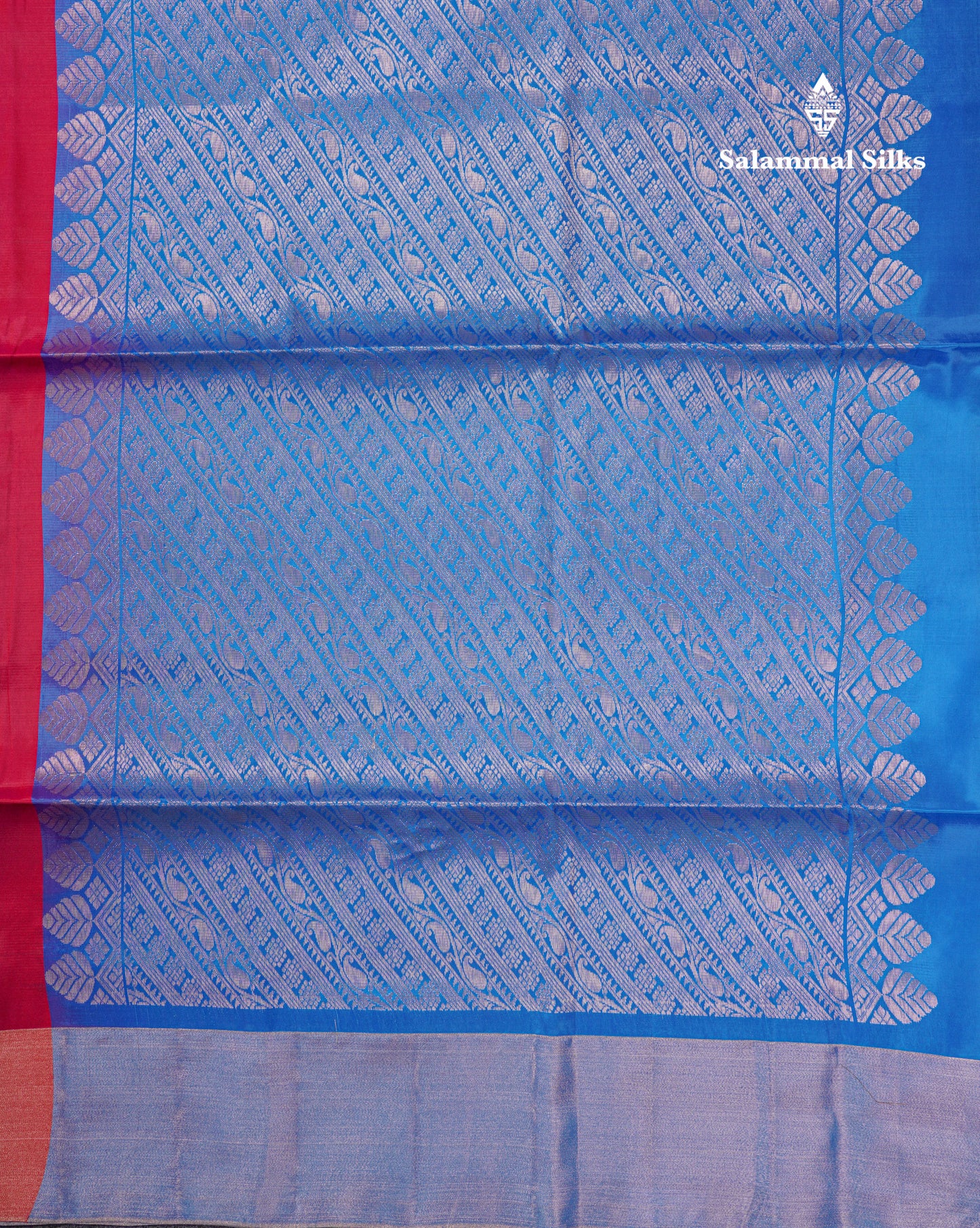 Pinkish Red Pure Silk Mix Soft Silk Saree With Contrast Blue Blouse