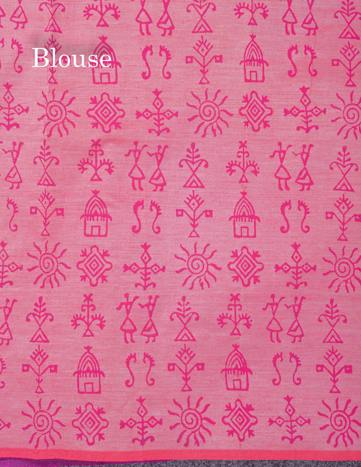 Beautiful Vadamalli South Cotton Printed Saree With Contrast Onion Pink Blouse