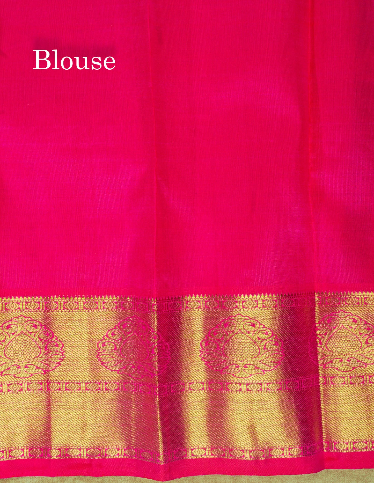 Pinkish Red Pure Kanjivaram Silk Pure Zari Saree with Gold Zari Border