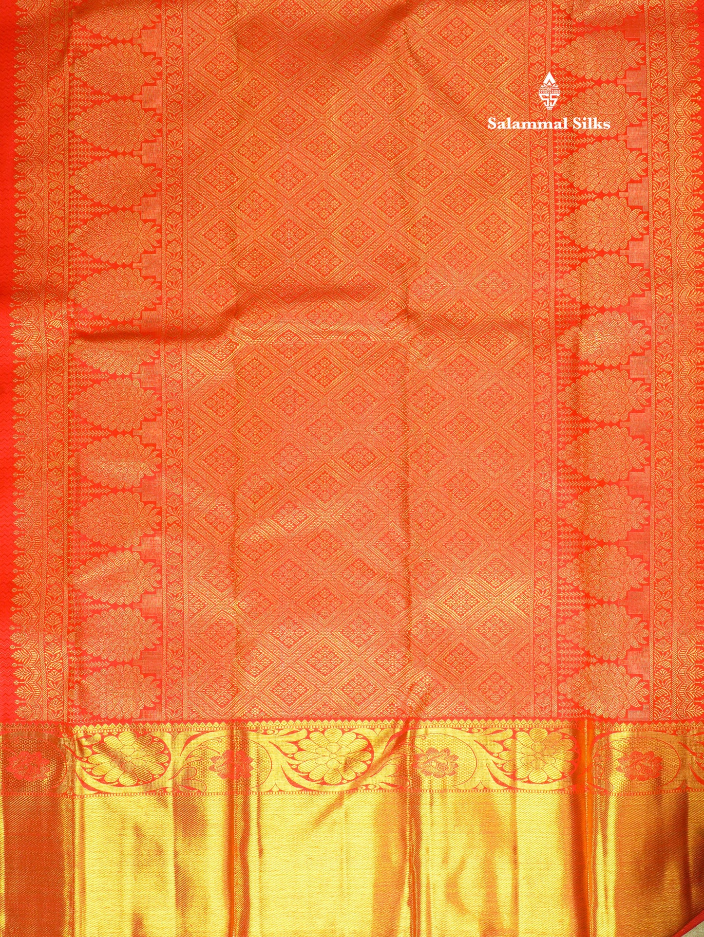 Beautiful Meenakarai Work Chilly Red Pure Kanjivaram Silk Saree Pure Zari (3G) with Gold Zari Long Border