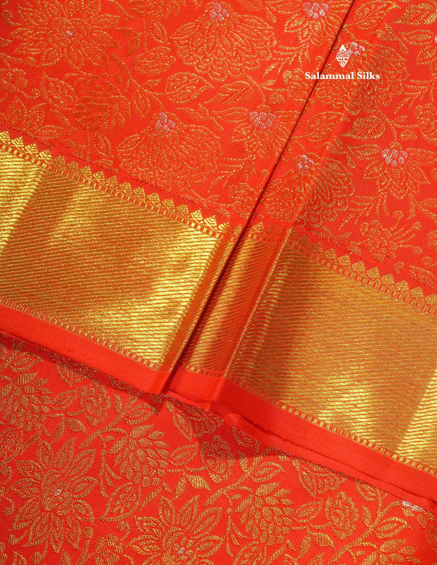 Beautiful Meenakarai Work Chilly Red Pure Kanjivaram Silk Saree Pure Zari (3G) with Gold Zari Long Border