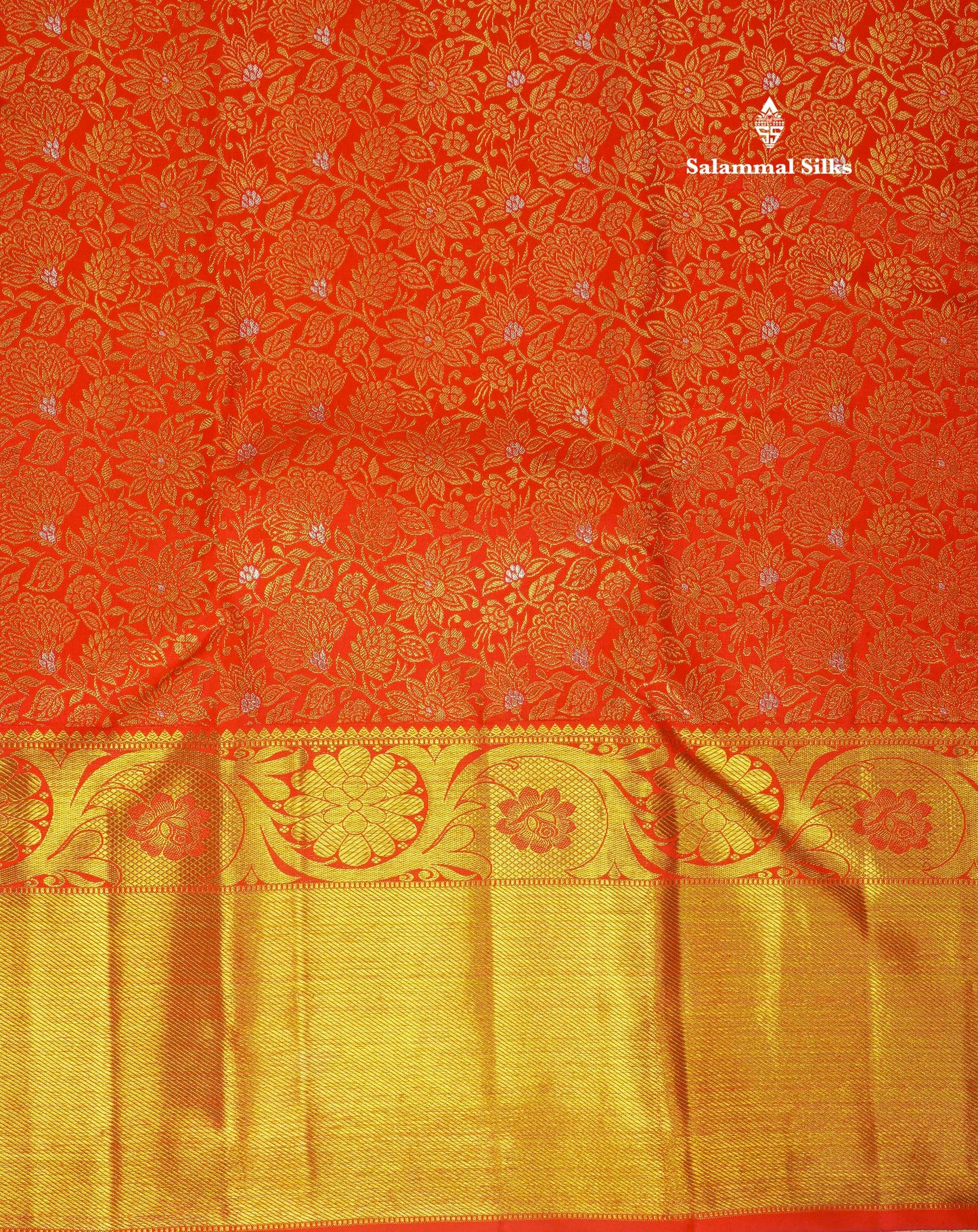 Beautiful Meenakarai Work Chilly Red Pure Kanjivaram Silk Saree Pure Zari (3G) with Gold Zari Long Border