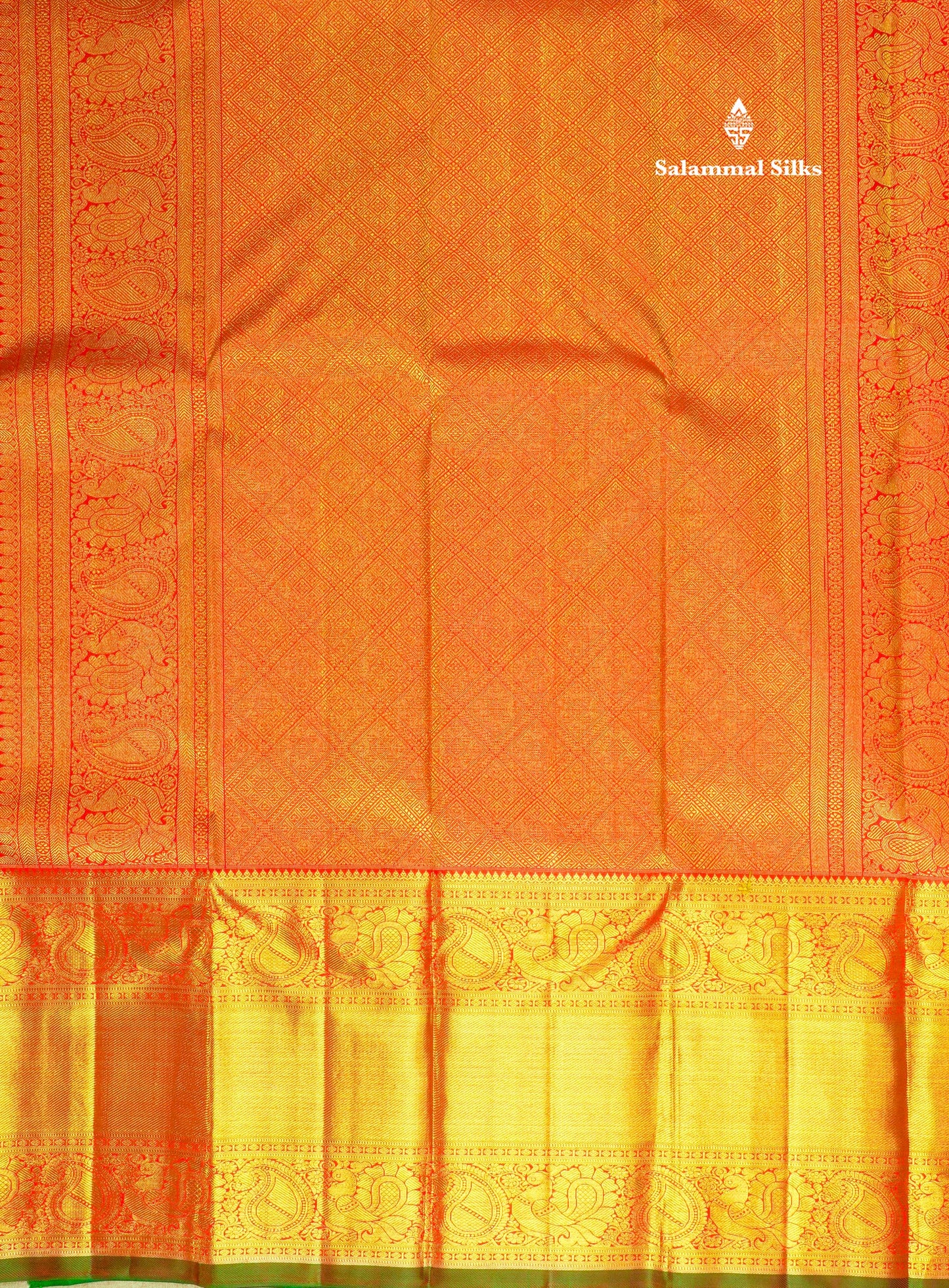 Red Pure Kanjivaram Silk Saree 4G Zari With Contrast Bottle Green Blouse