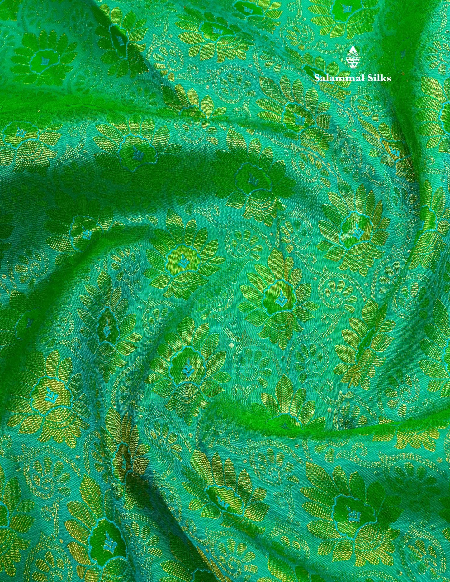 Peacock Green Pure Kanjivaram Silk Saree 3G Zari with Gold Zari Long Border