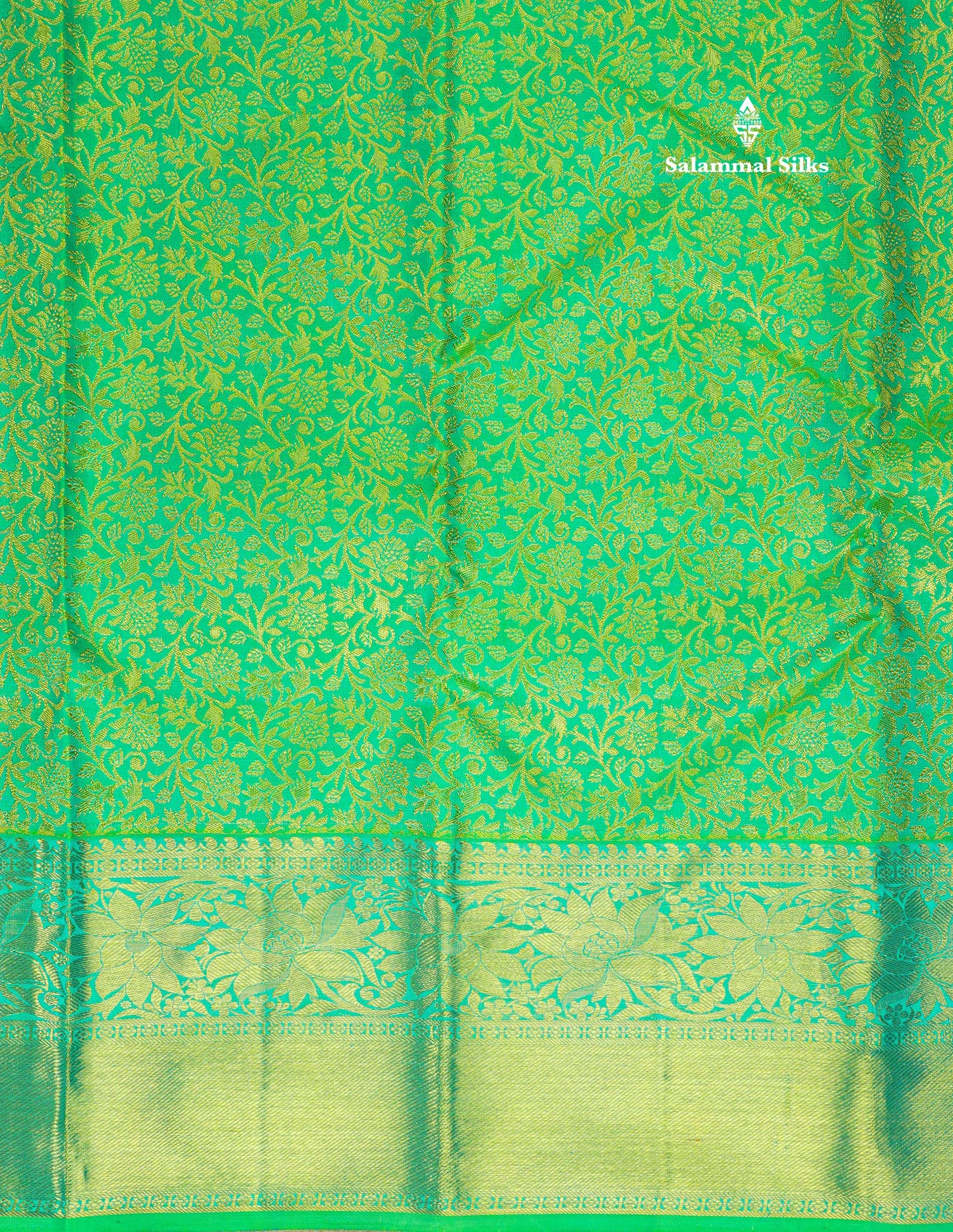 Parrot Green Pure Kanjivaram 2G Zari Silk Saree With Contrast Rexona Green Border