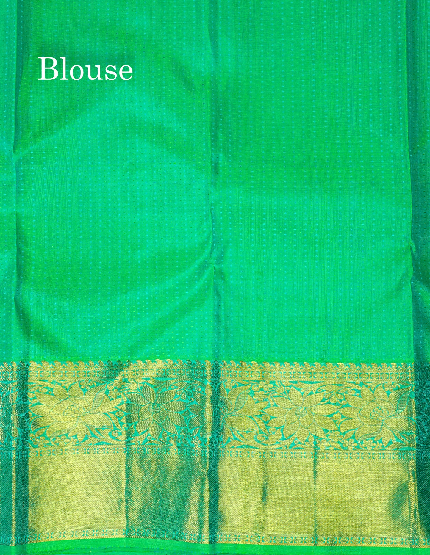 Parrot Green Pure Kanjivaram 2G Zari Silk Saree With Contrast Rexona Green Border