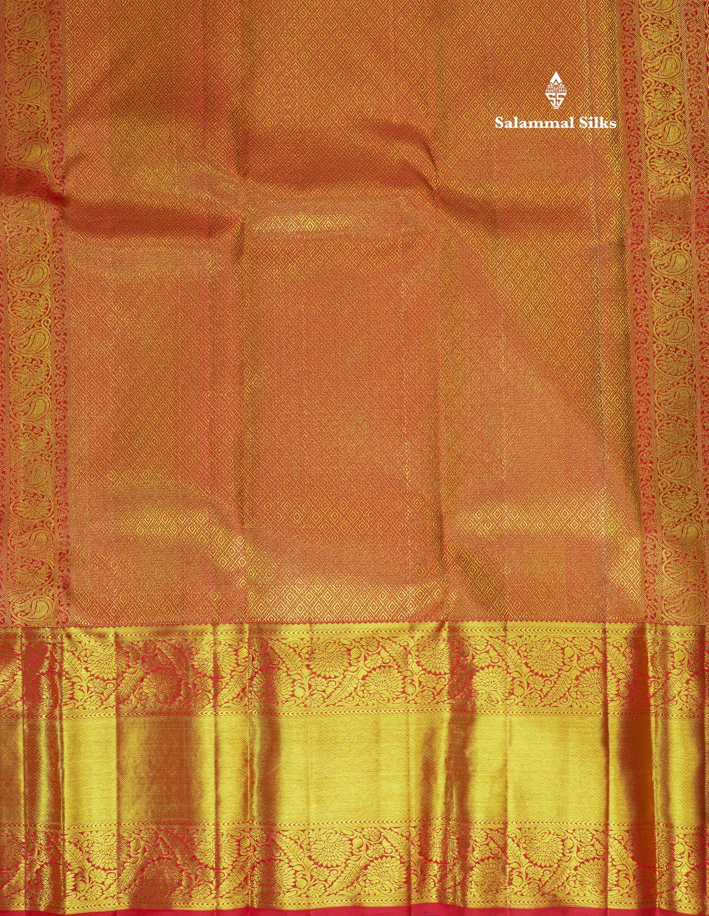Pure Zari Maroon Pure Kanjivaram Silk Saree With Long Gold Zari Border