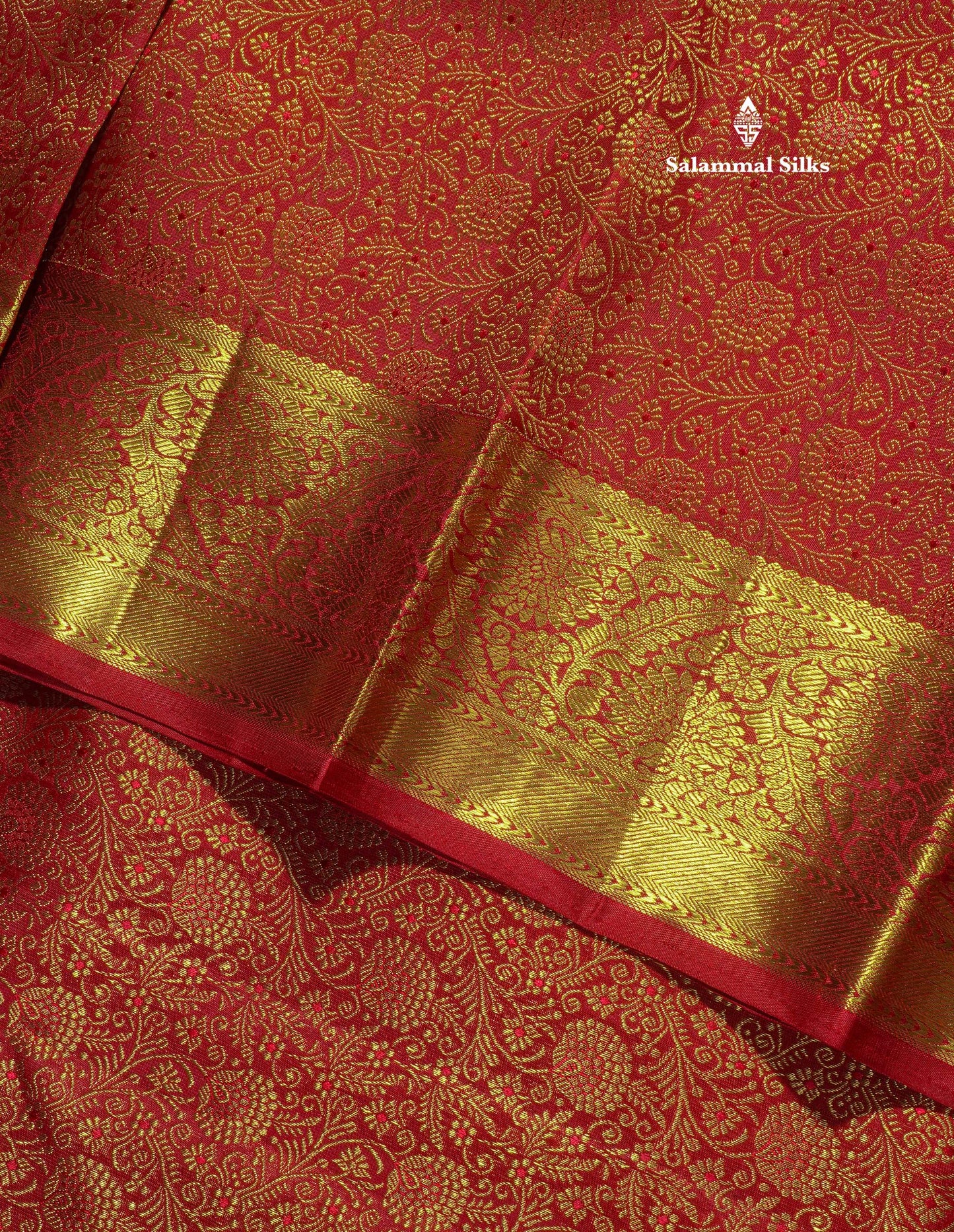 Pure Zari Maroon Pure Kanjivaram Silk Saree With Long Gold Zari Border