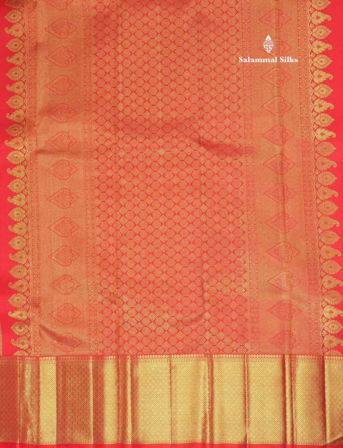 Beige Pure Kanjivaram Silk Saree Pure Zari(3G) with Contrast Chilly Red Border